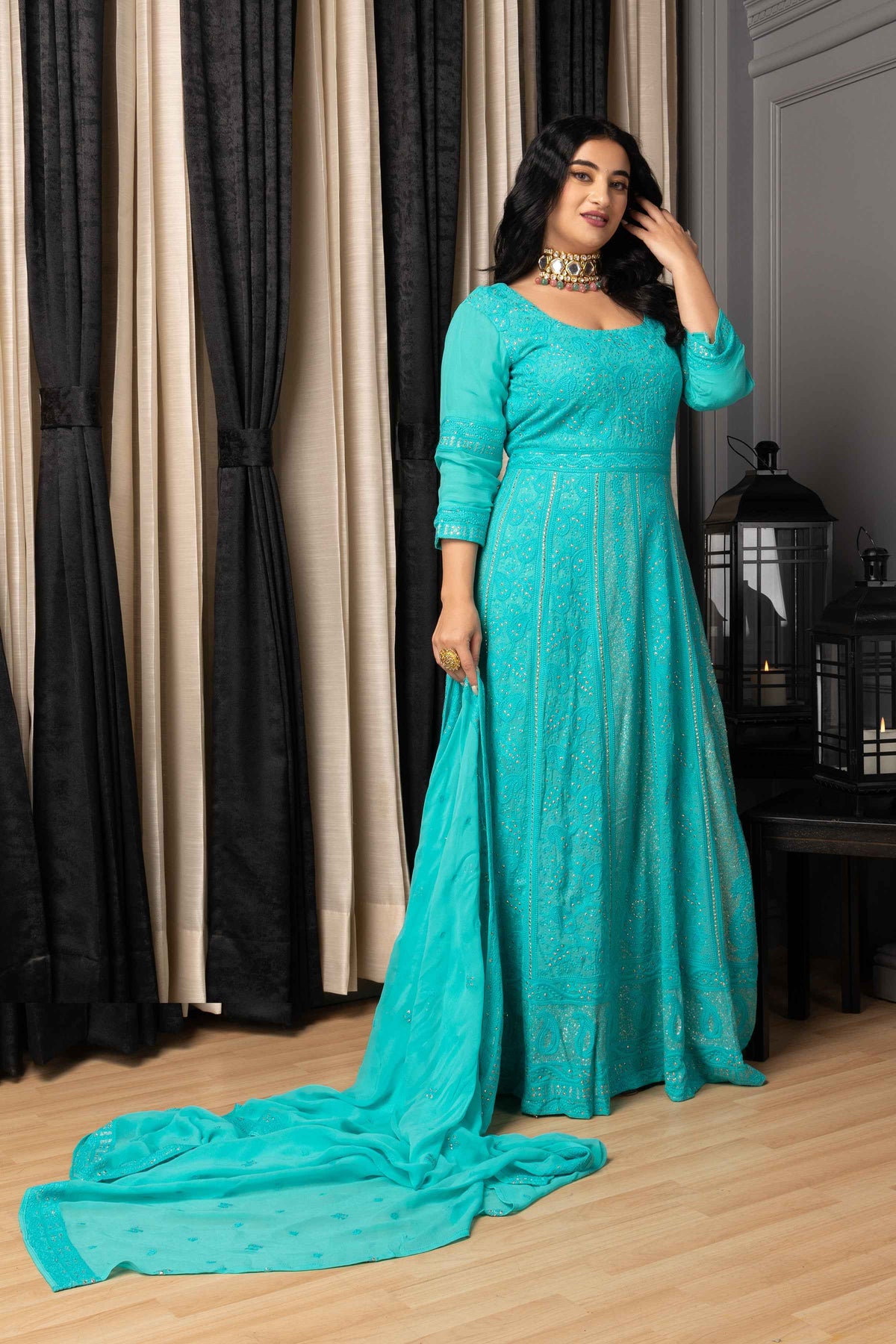 Buy Plus Size ​Neela Sheher Lucknowi Dress At Apella | Sizes XS to 10 XL | India | Free Delivery | Customized