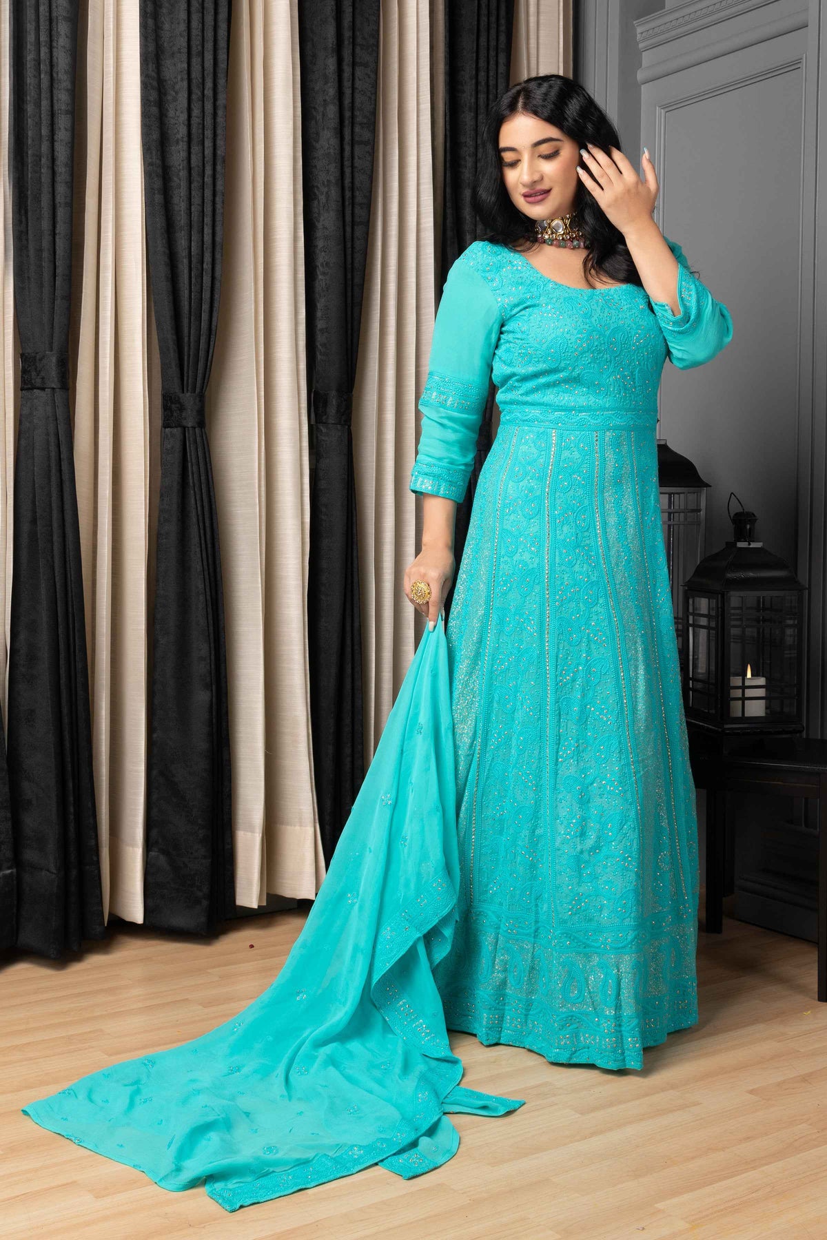 Buy Plus Size ​Neela Sheher Lucknowi Dress At Apella | Sizes XS to 10 XL | India | Free Delivery | Customized