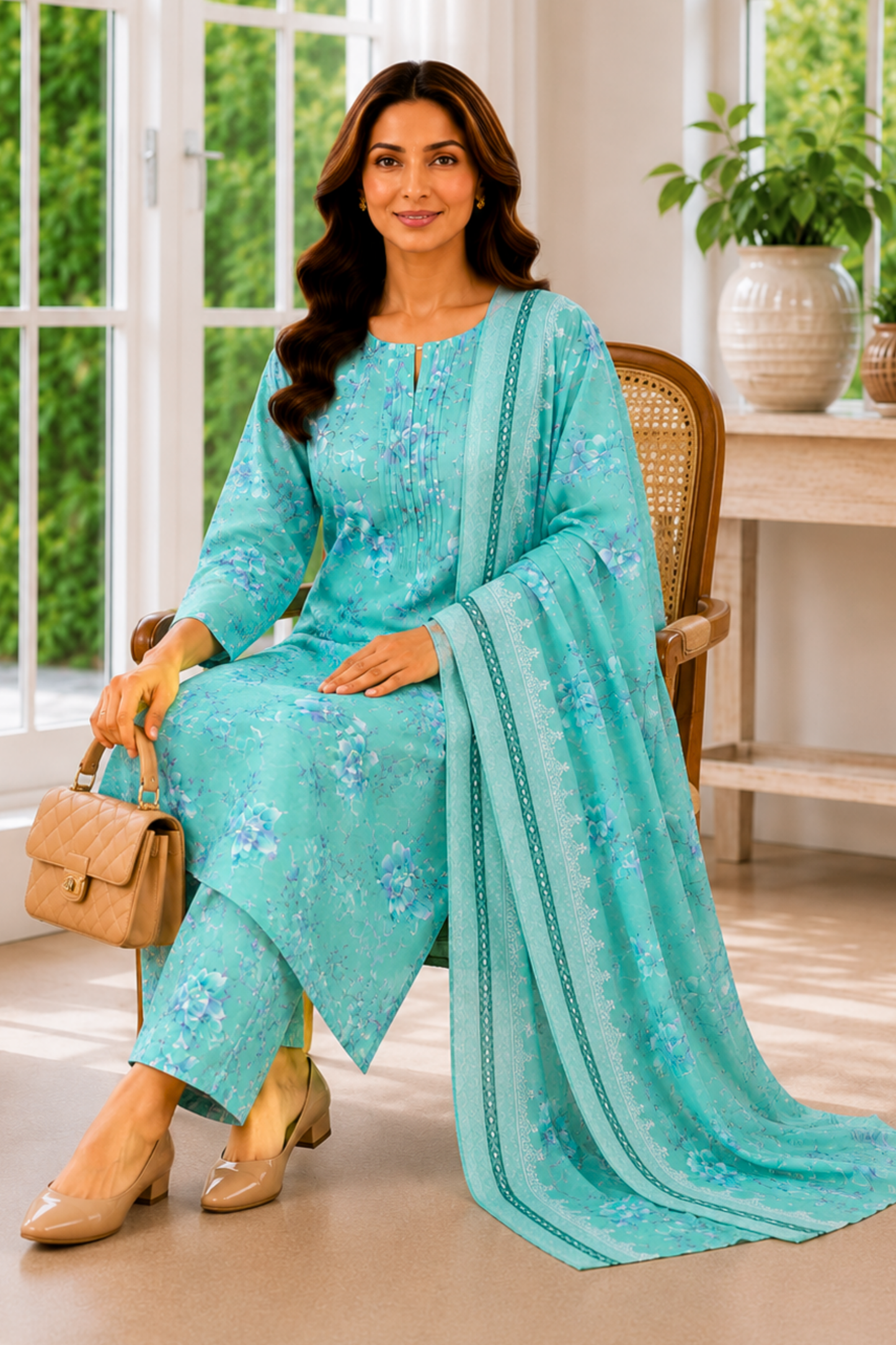 Morning Mist Foiled Cotton Salwar Suit