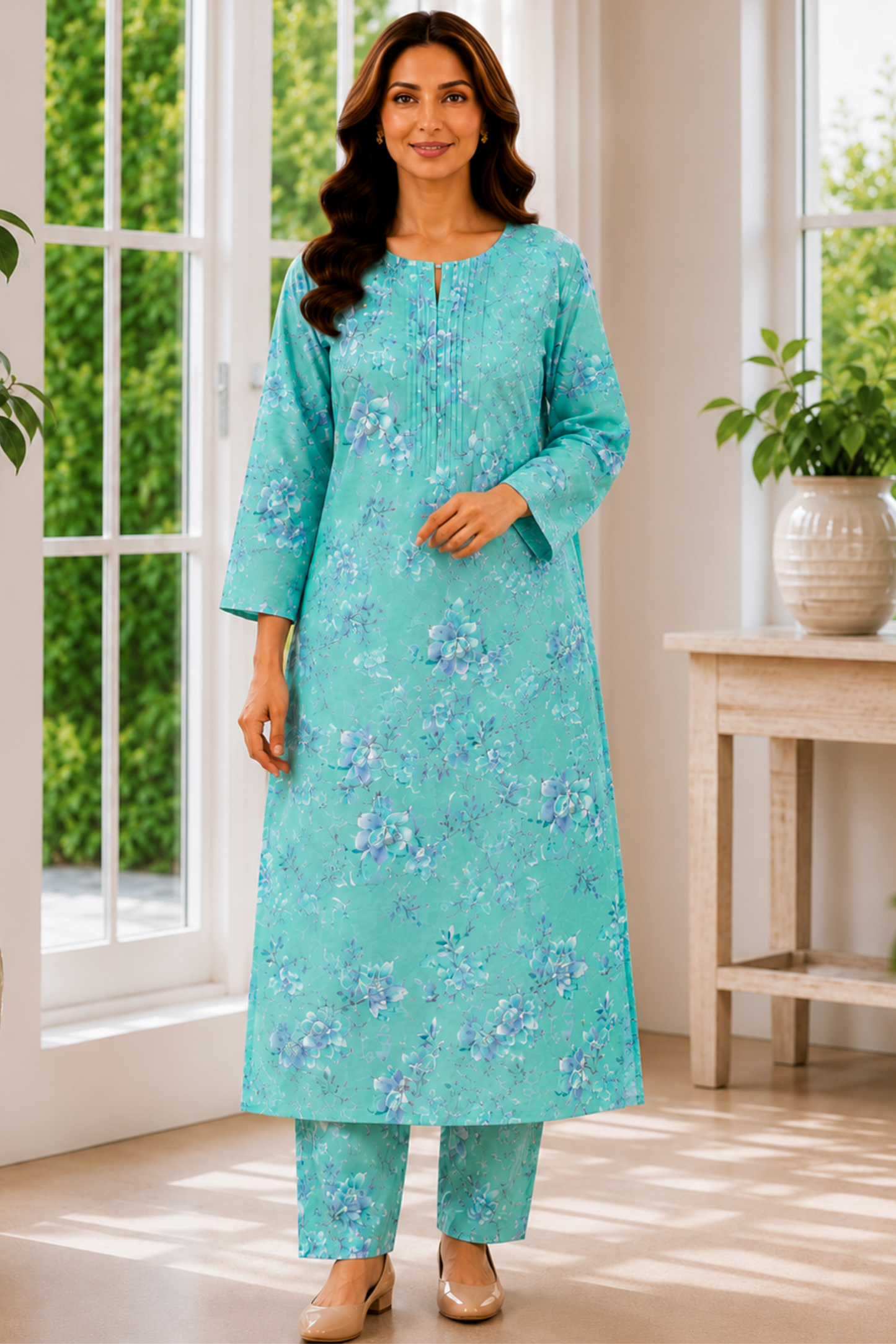 Morning Mist Foiled Cotton Salwar Suit