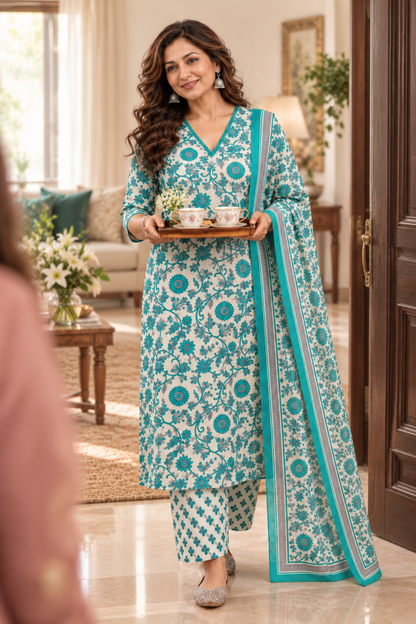 Firozi Mehfil Cotton Suit Set