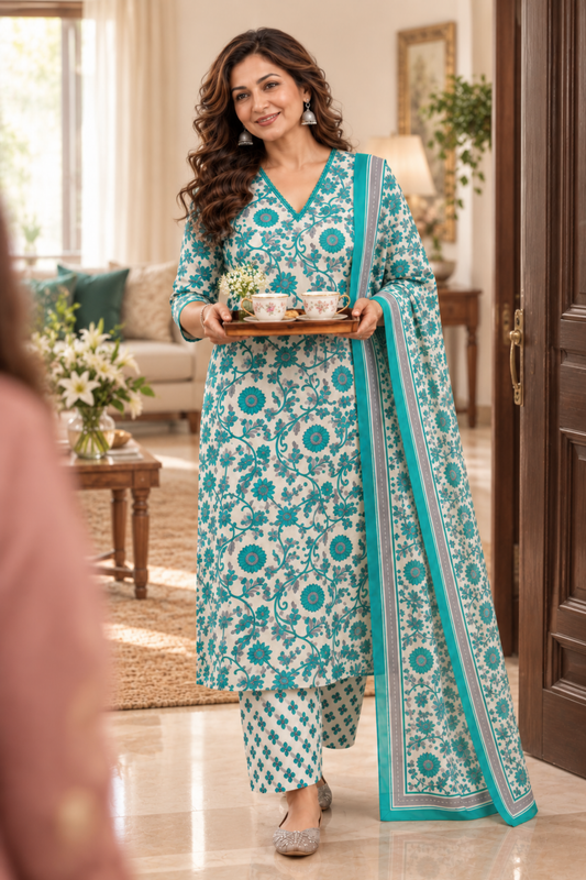 Firozi Mehfil Cotton Suit Set