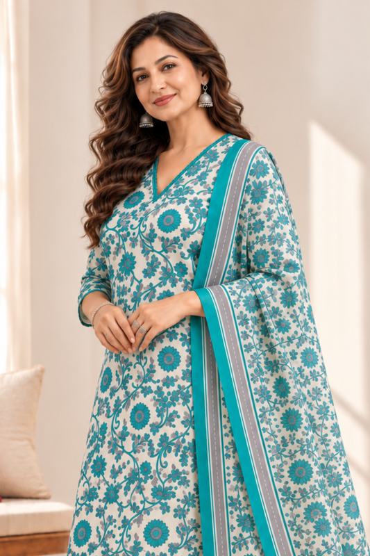 Firozi Mehfil Cotton Suit Set