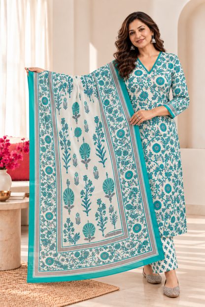 Firozi Mehfil Cotton Suit Set