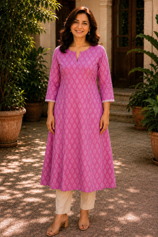 Zoya Vine A-line Cotton Kali Kurta