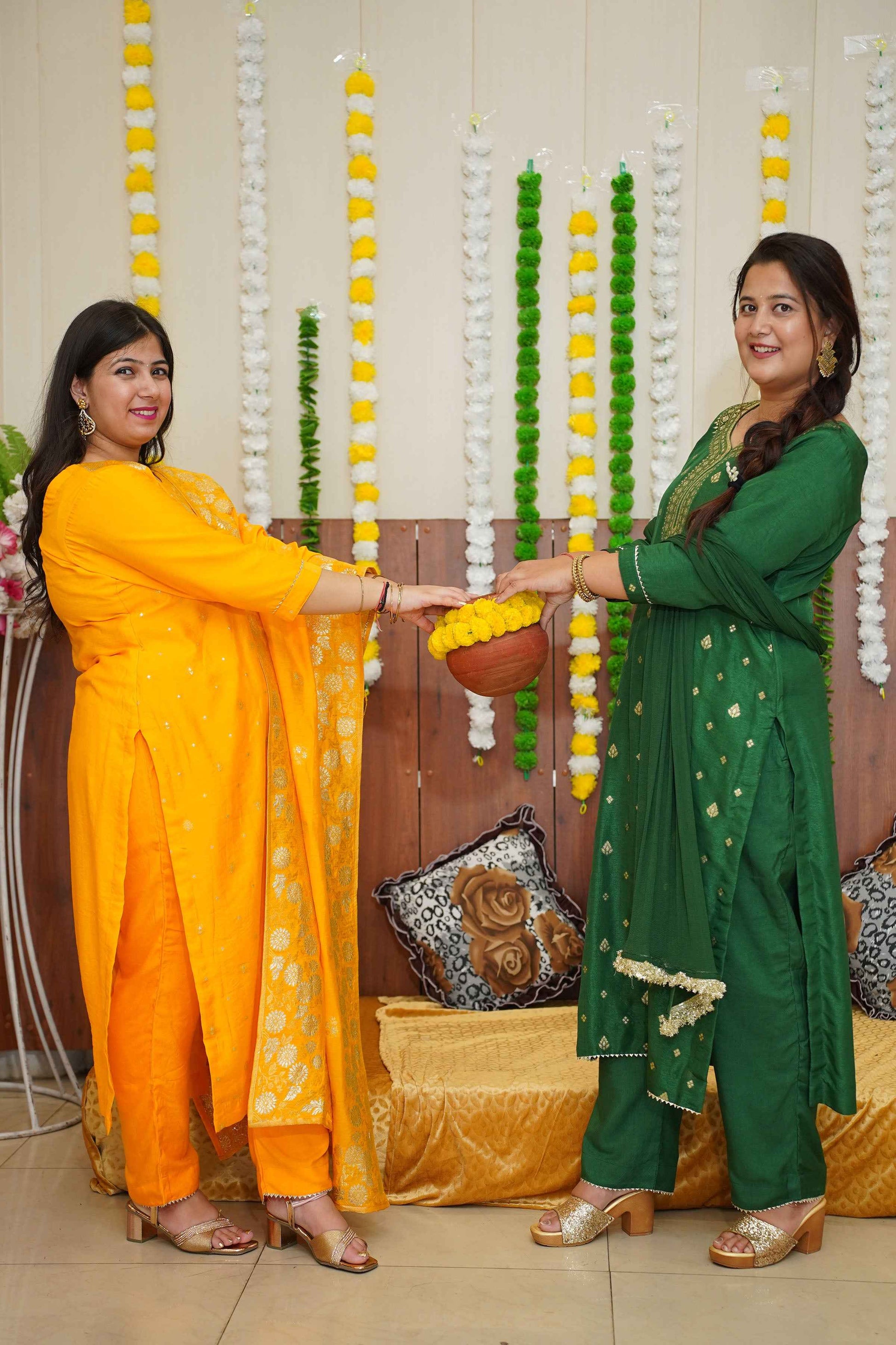 Buy Plus Size ​Garnet Green Fancy Silk Set At Apella | Sizes XS to 10 XL | India | Free Delivery | Customized
