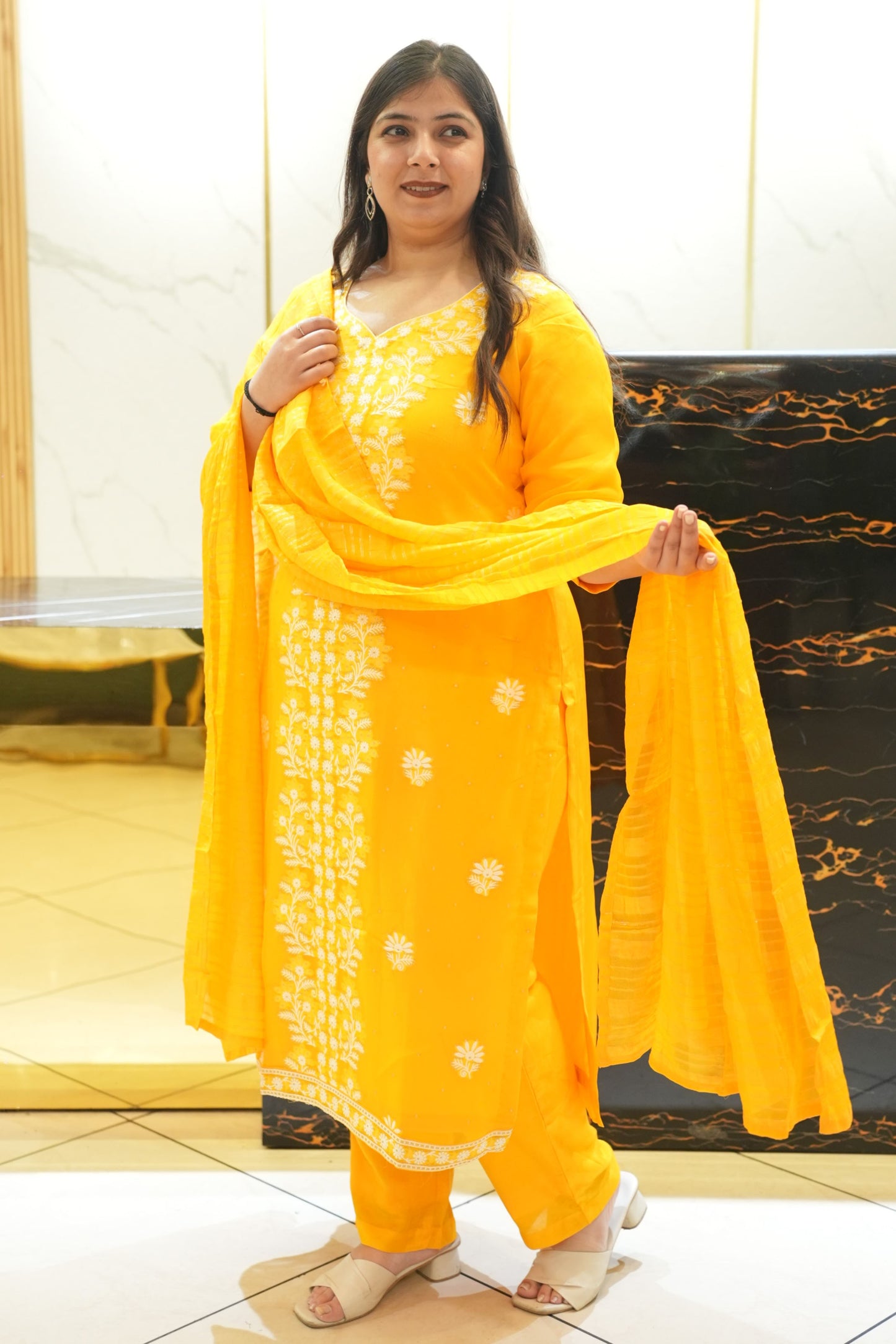 Golden Dawn Organza Suit Set