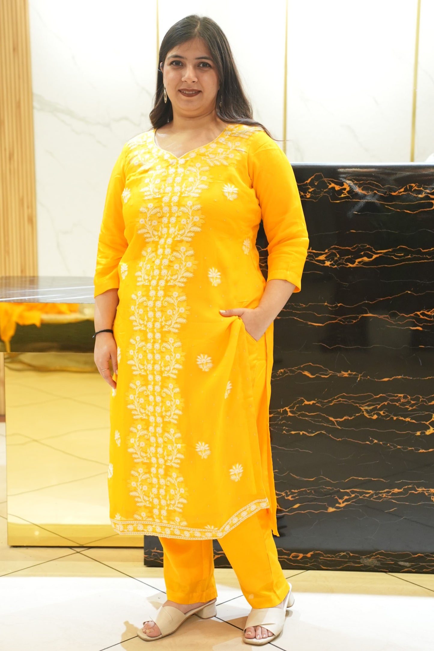 Golden Dawn Organza Suit Set