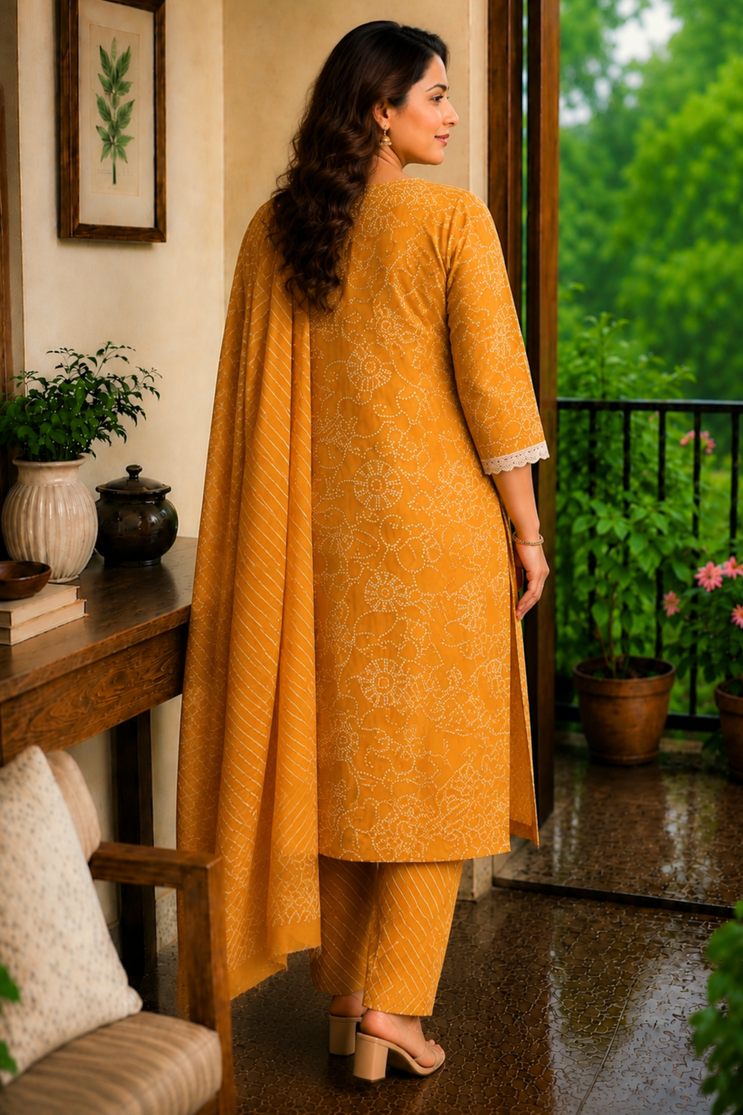 Gulnaar Bandhani Printed Cotton Suit Set