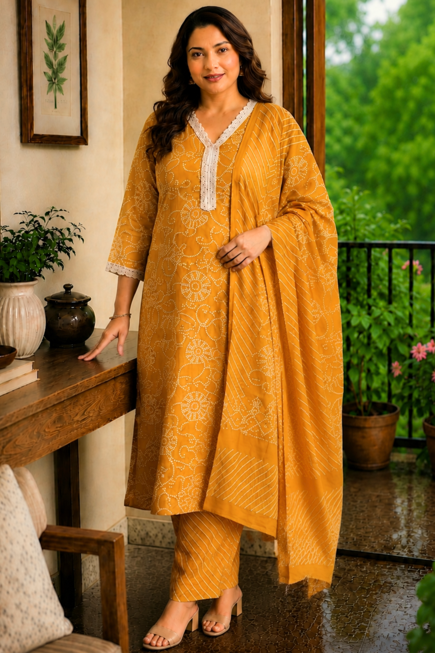 Gulnaar Bandhani Printed Cotton Suit Set