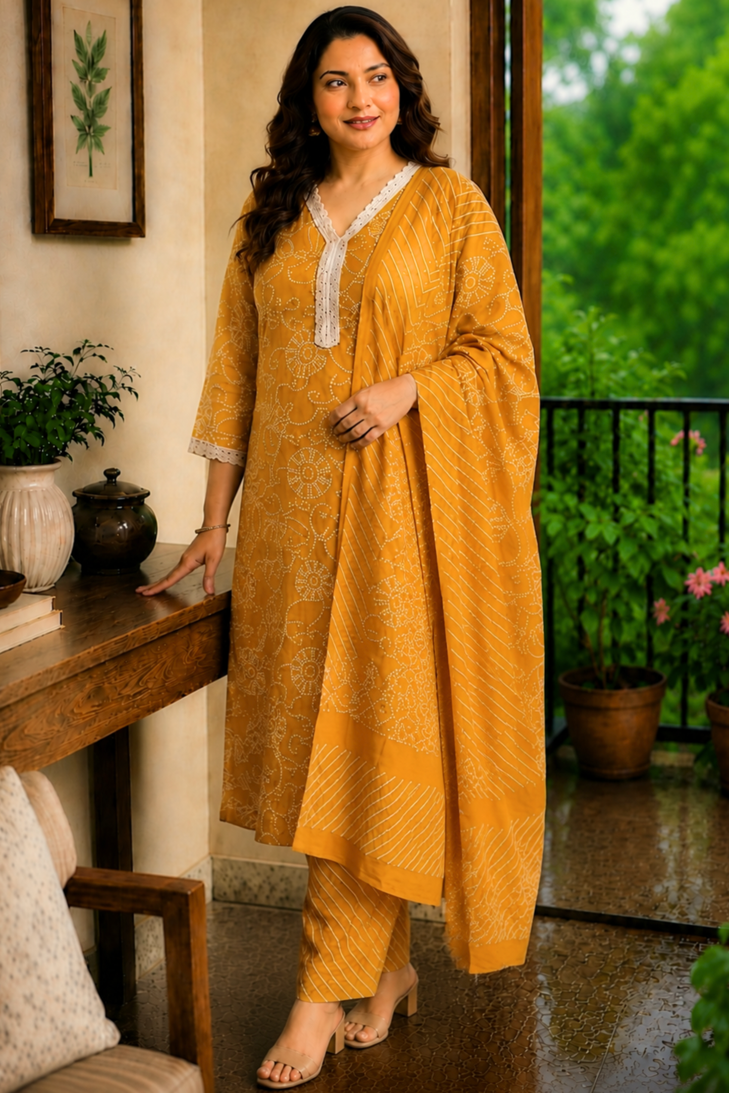 Gulnaar Bandhani Printed Cotton Suit Set