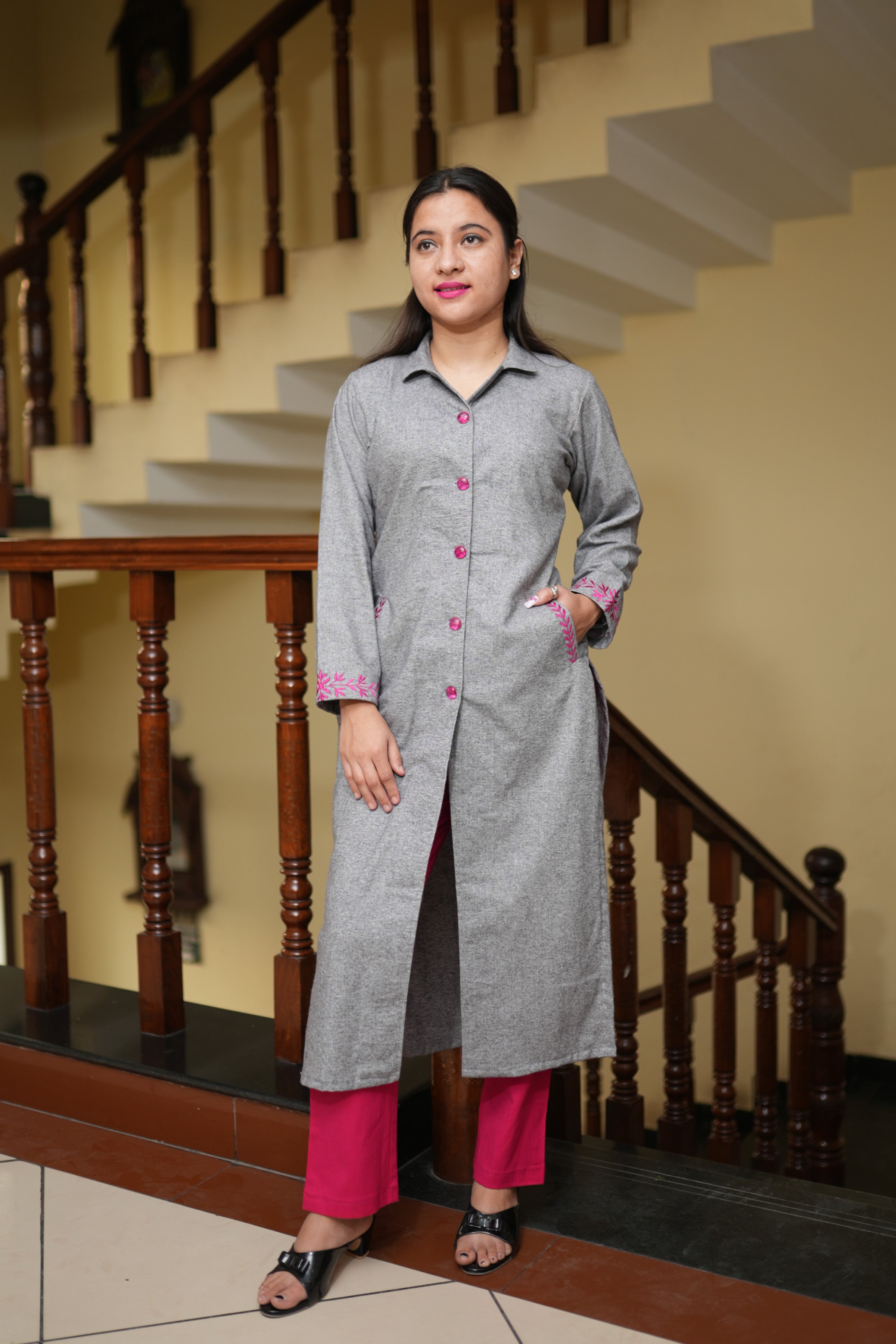 Buy Black Woolen Kurti With Pant Set for Women Online in India
