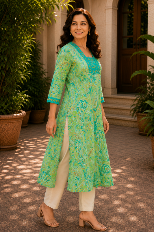 Mahira Paisley A-line Cotton Kali Kurta