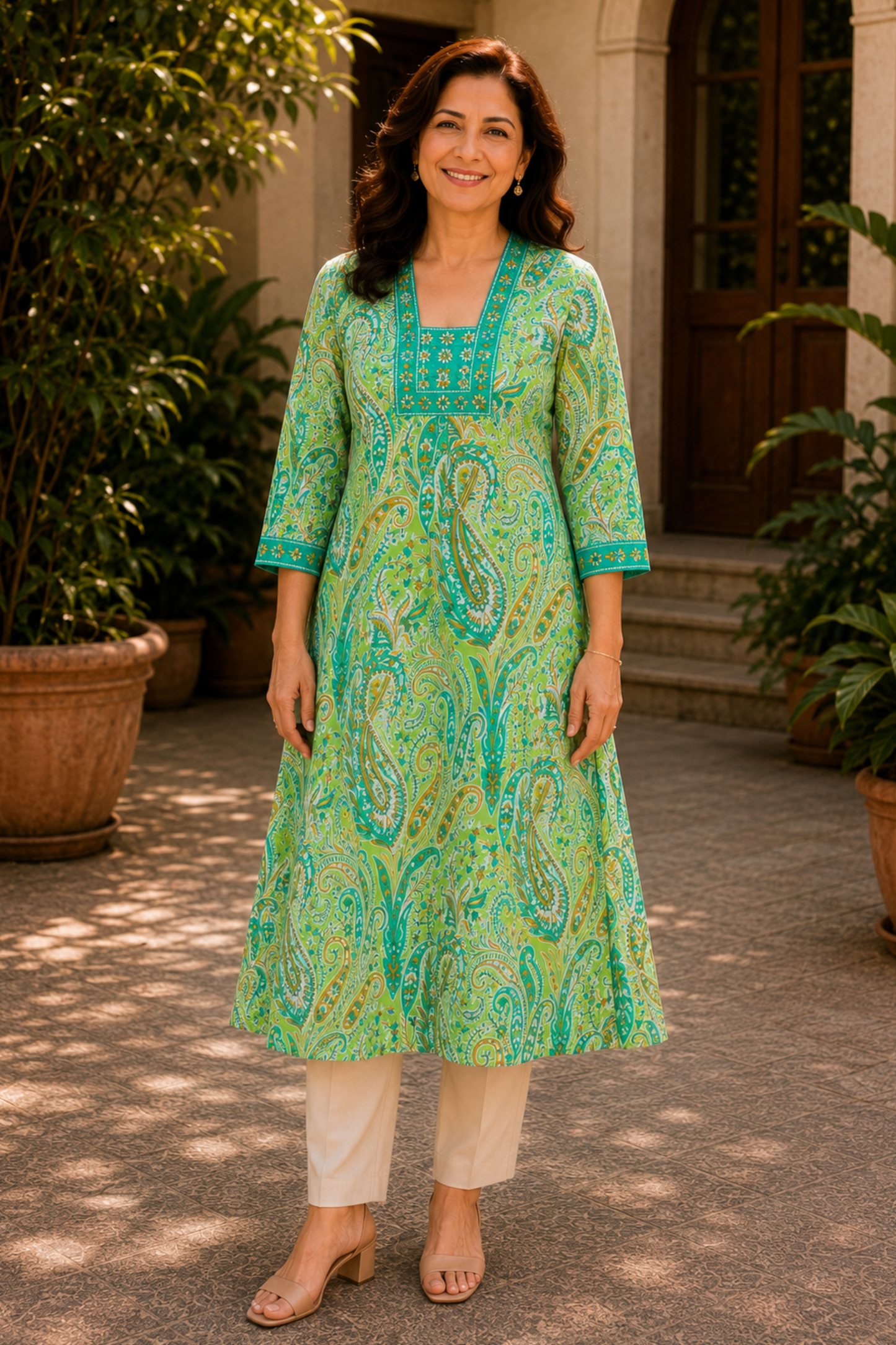 Mahira Paisley A-line Cotton Kali Kurta