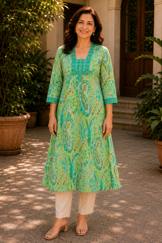 Mahira Paisley A-line Cotton Kali Kurta