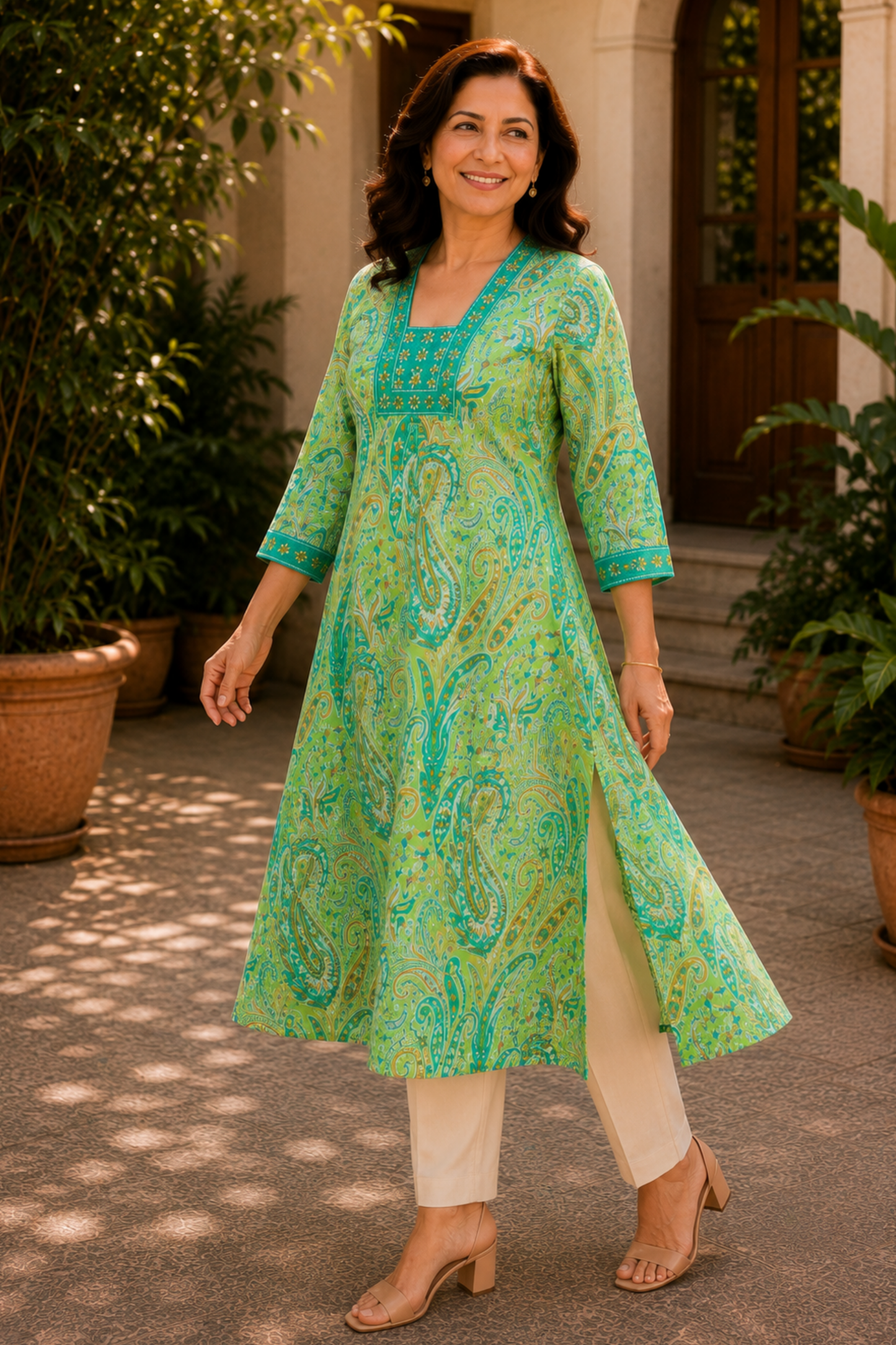 Mahira Paisley A-line Cotton Kali Kurta