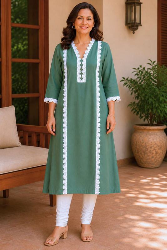 Sagewood A-line Cotton Kurta