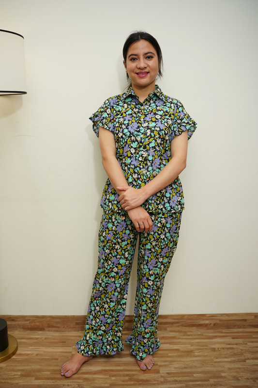 Lavender Fields Rayon Night Suit