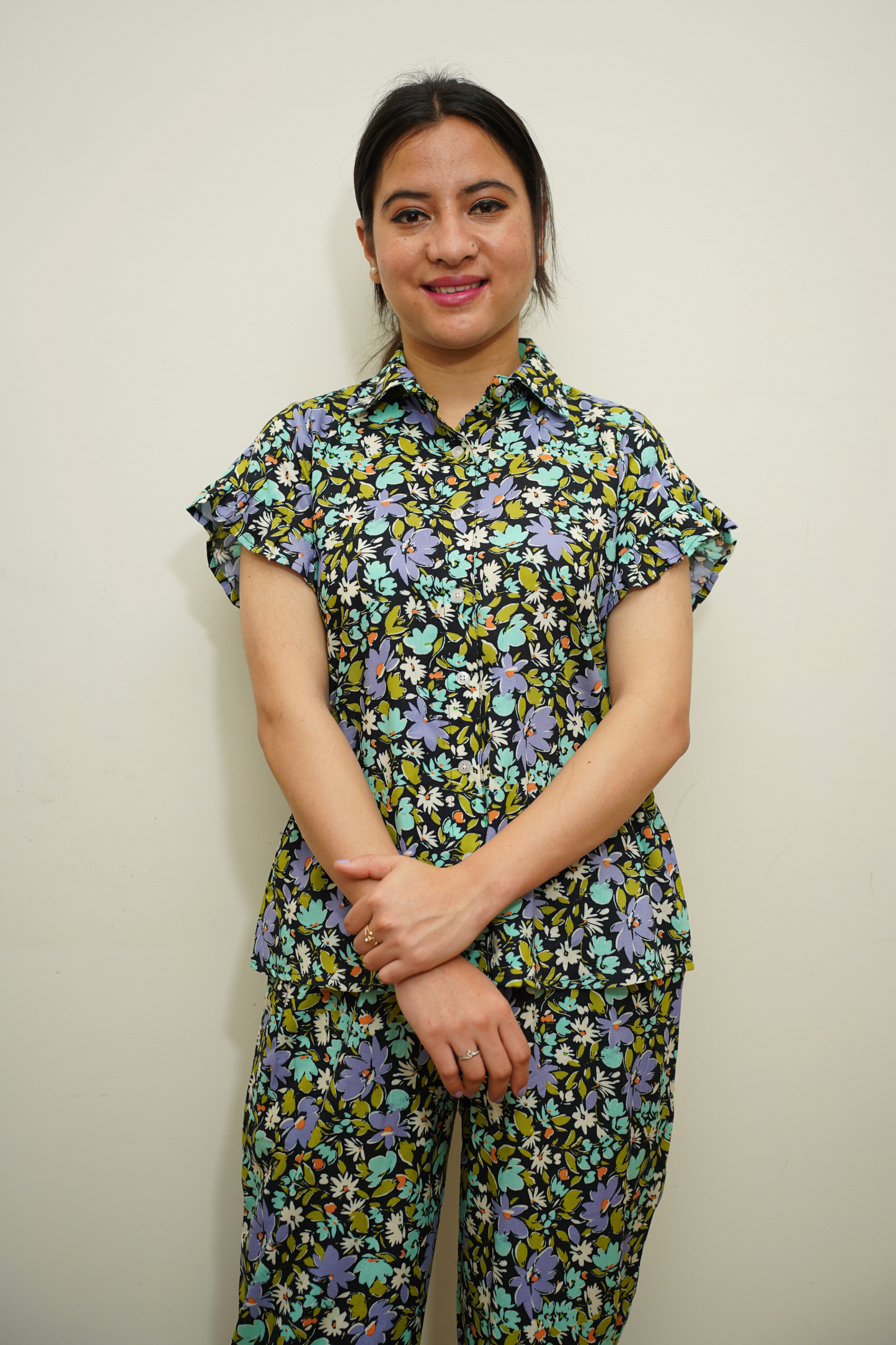 Lavender Fields Rayon Night Suit
