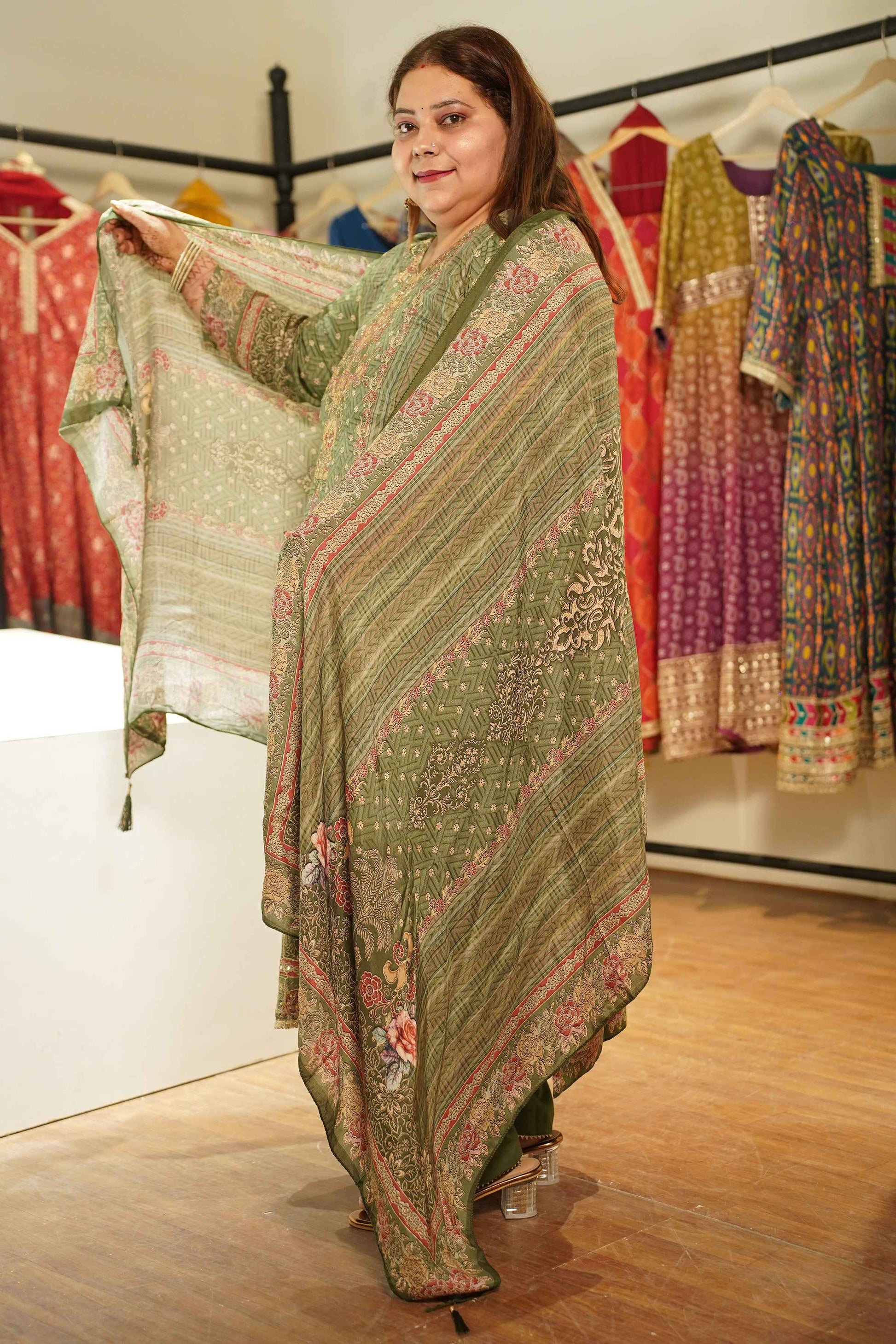 Mehnaz Karachi Muslin Suit with Aari Work
