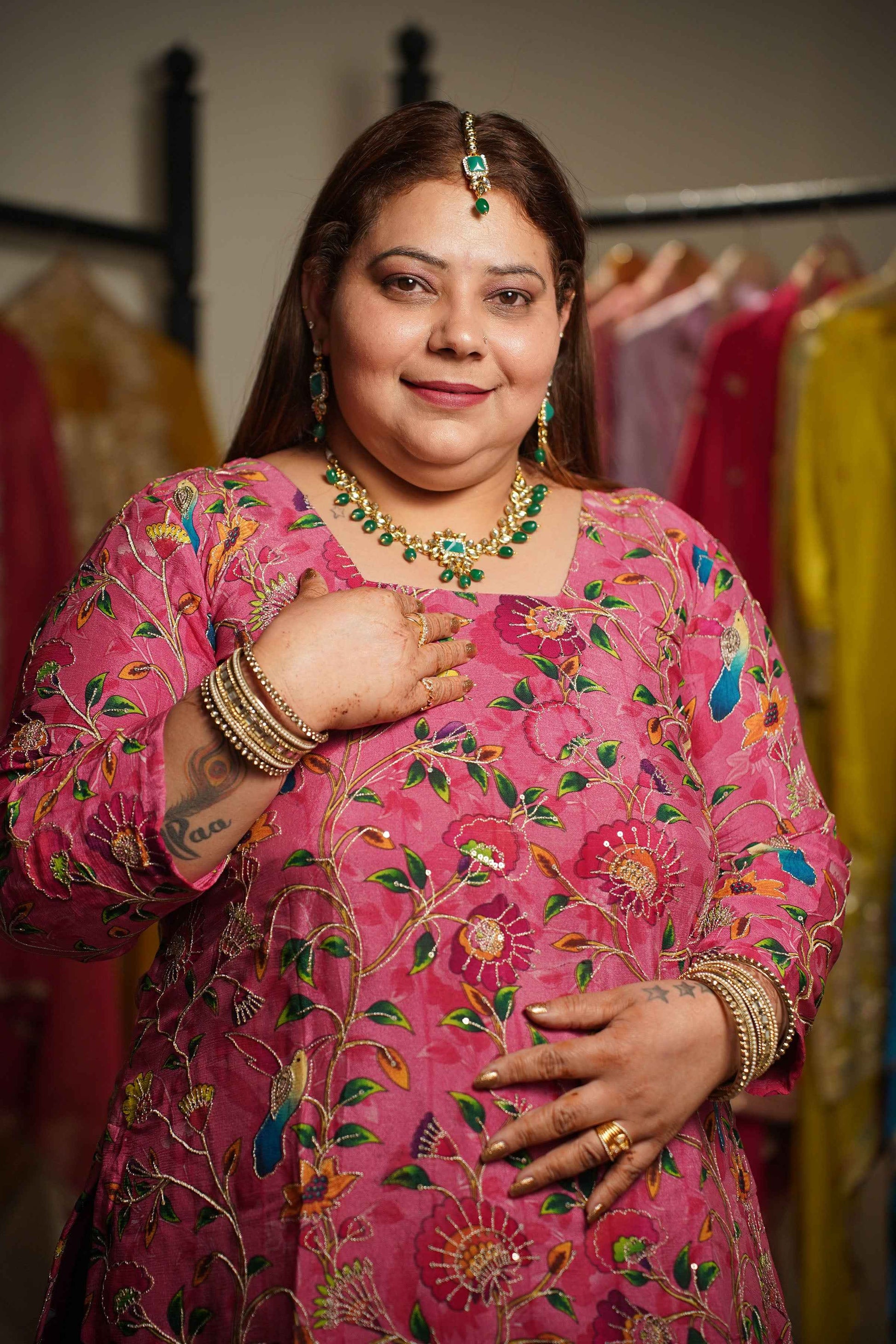 Gulveen Silk Skirt Suit With Placement Work