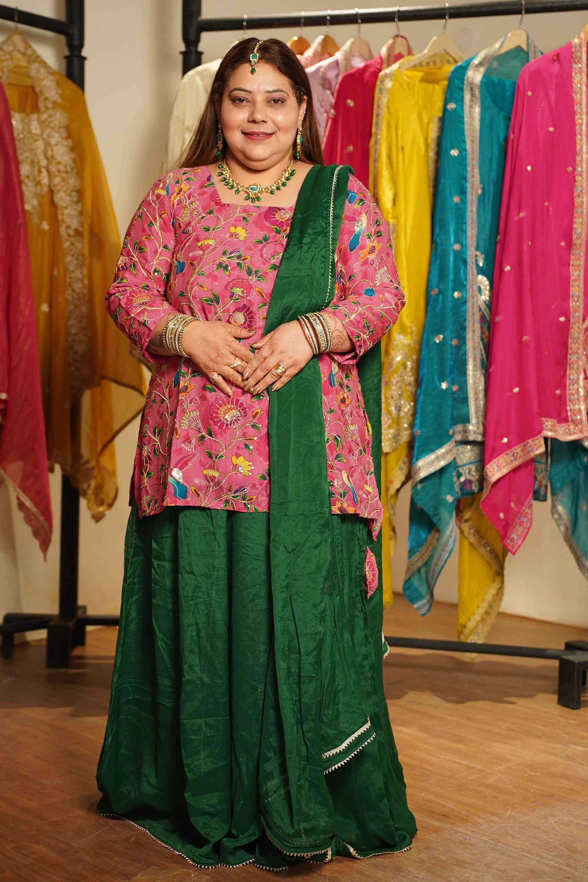 Gulveen Silk Skirt Suit With Placement Work