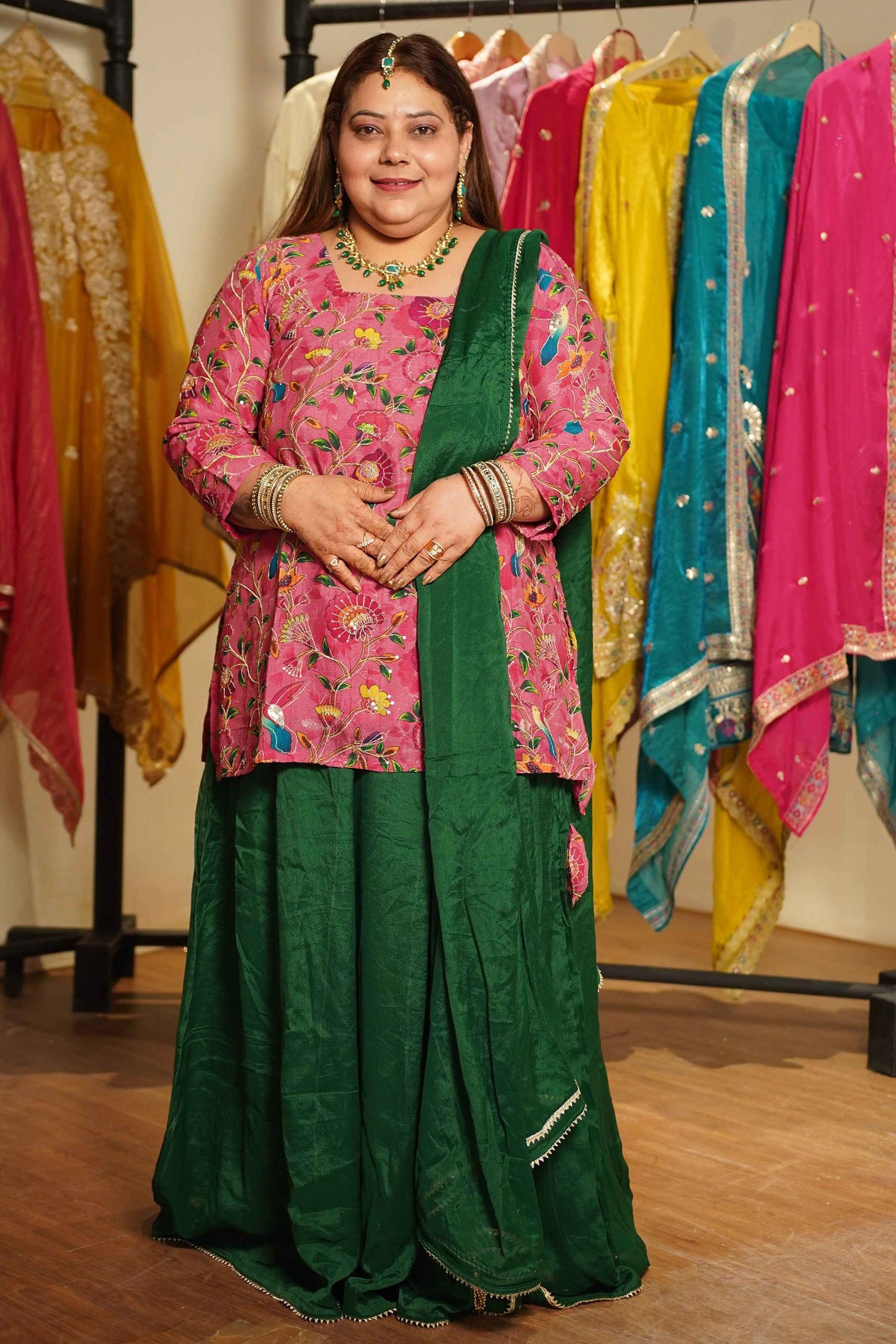 Gulveen Silk Skirt Suit With Placement Work