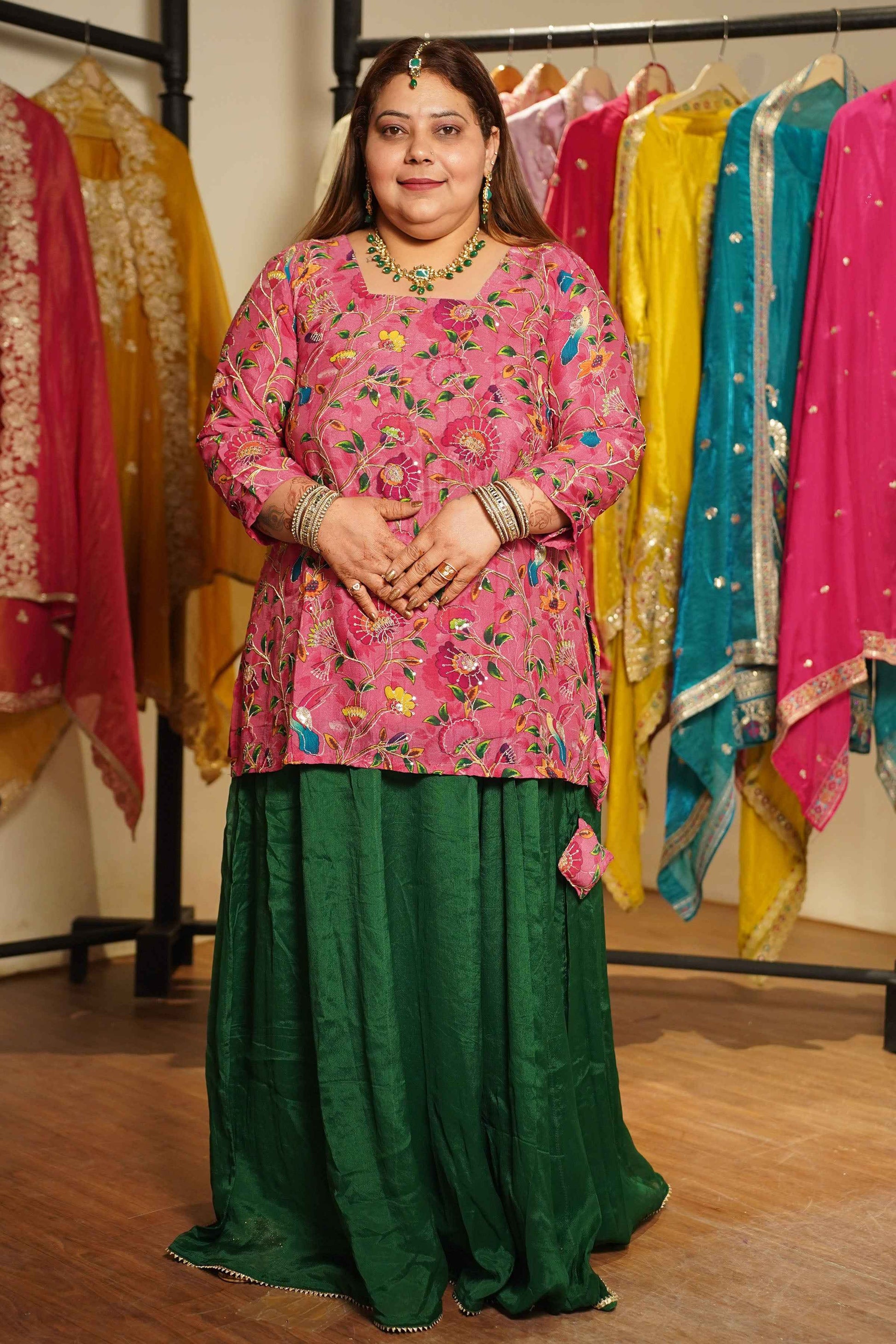 Gulveen Silk Skirt Suit With Placement Work