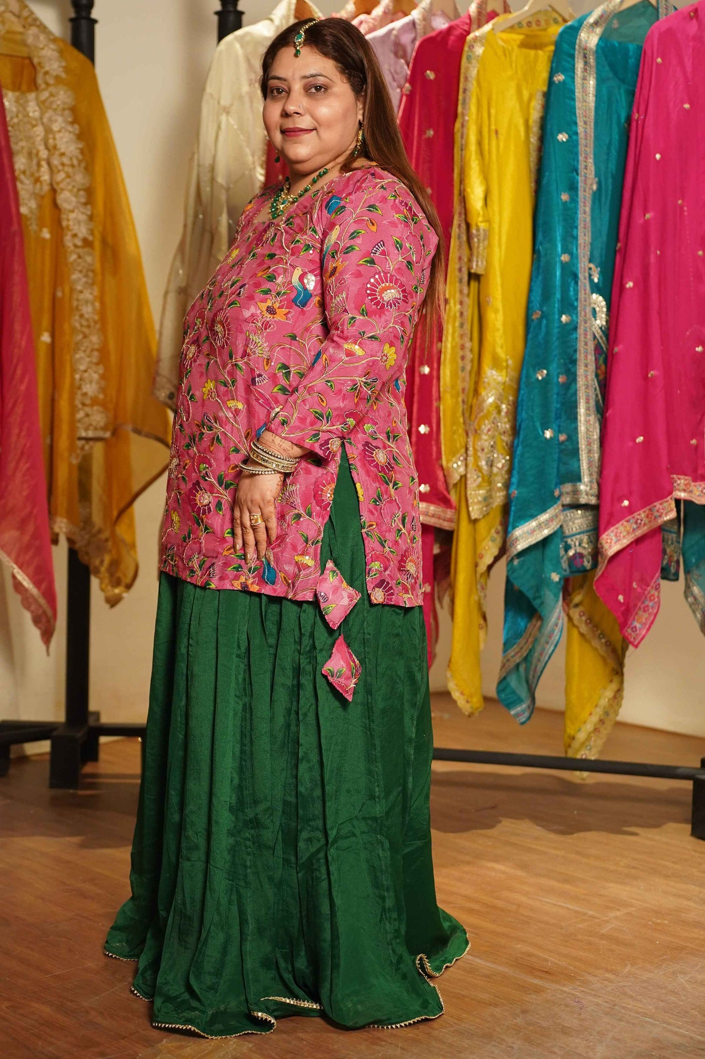 Gulveen Silk Skirt Suit With Placement Work