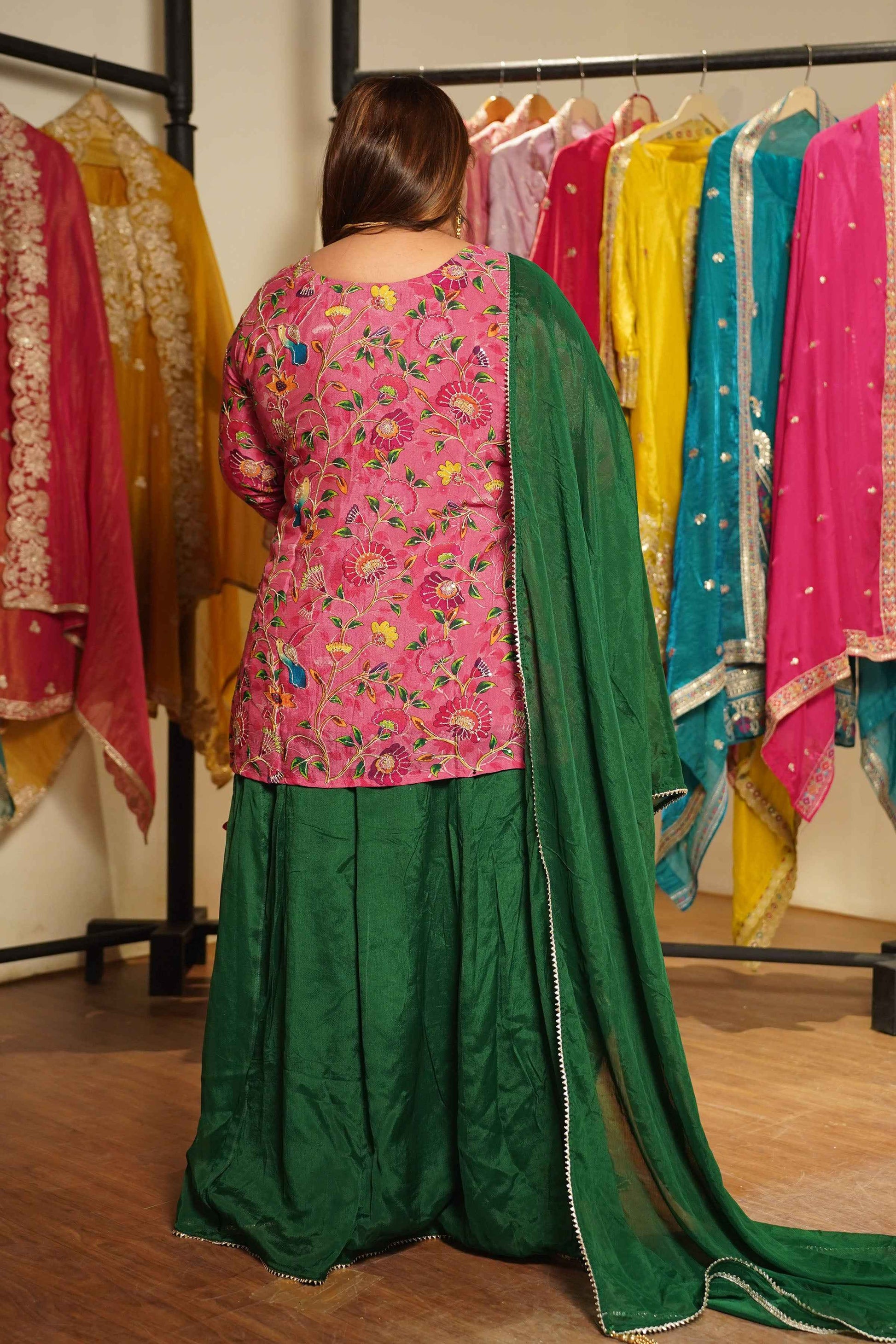 Gulveen Silk Skirt Suit With Placement Work