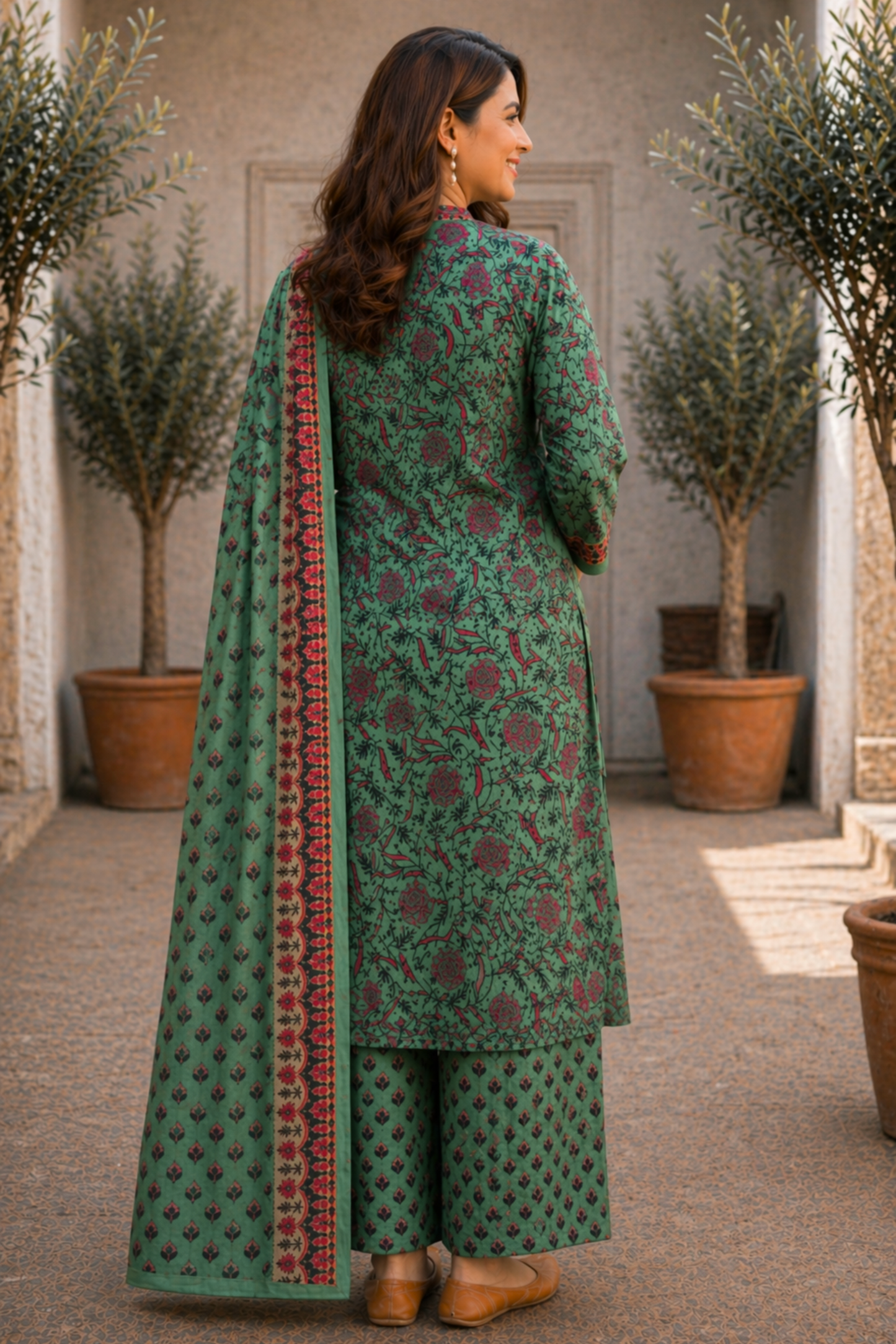 Deep Basil Bagh Cotton Suit Set