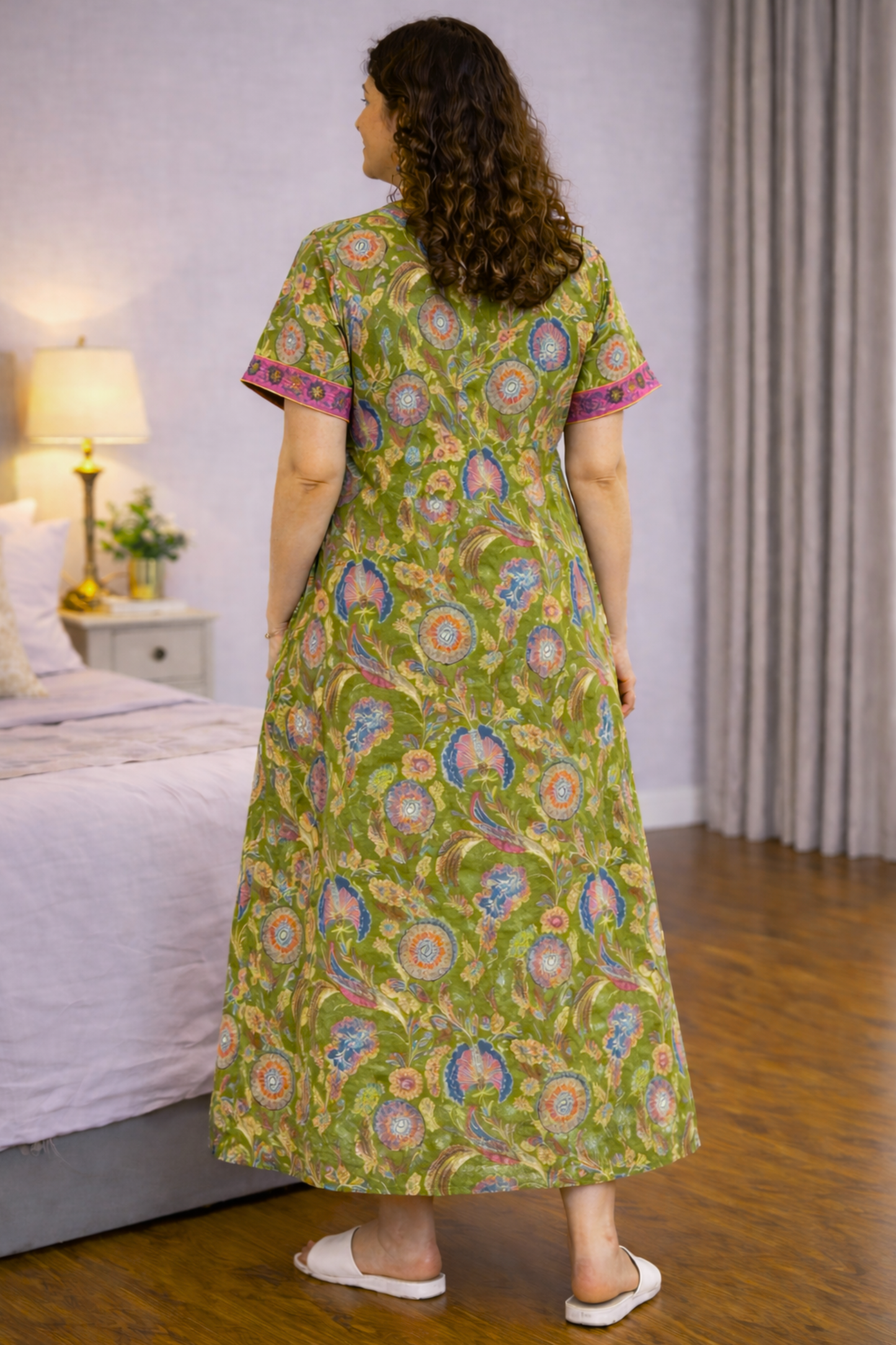 Summer Limeleaf Cotton Night Gown