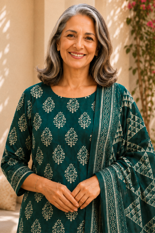 Vasudha Block Printed Cotton Salwar Suit