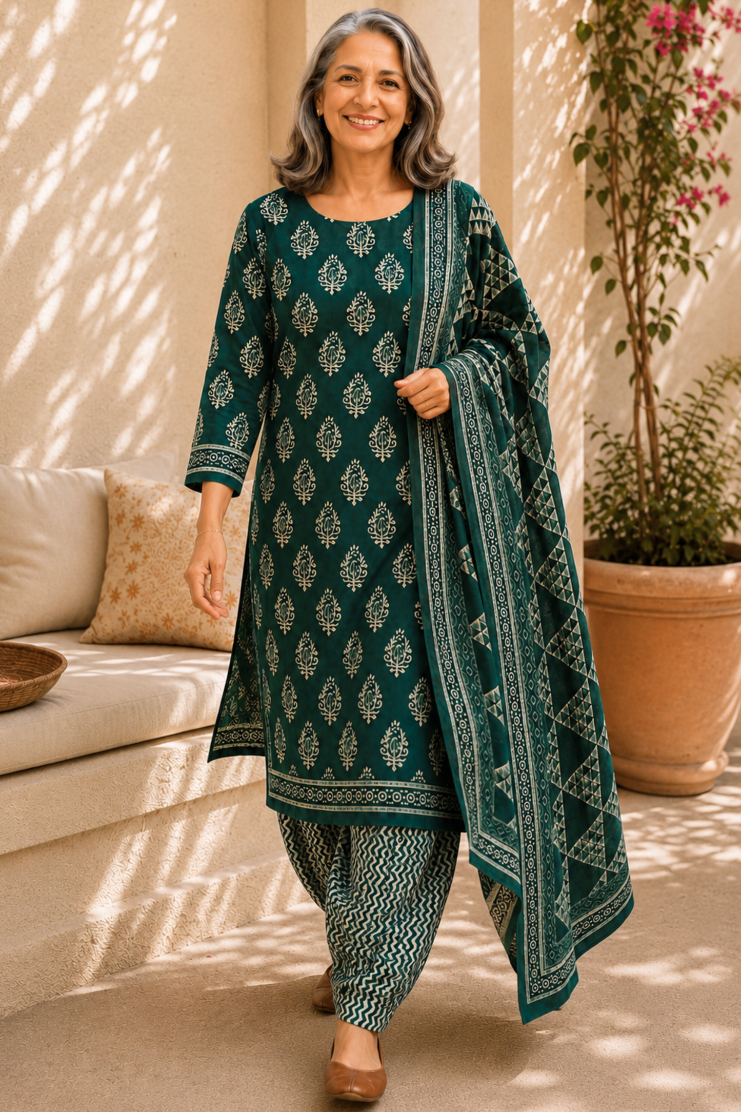 Vasudha Block Printed Cotton Salwar Suit