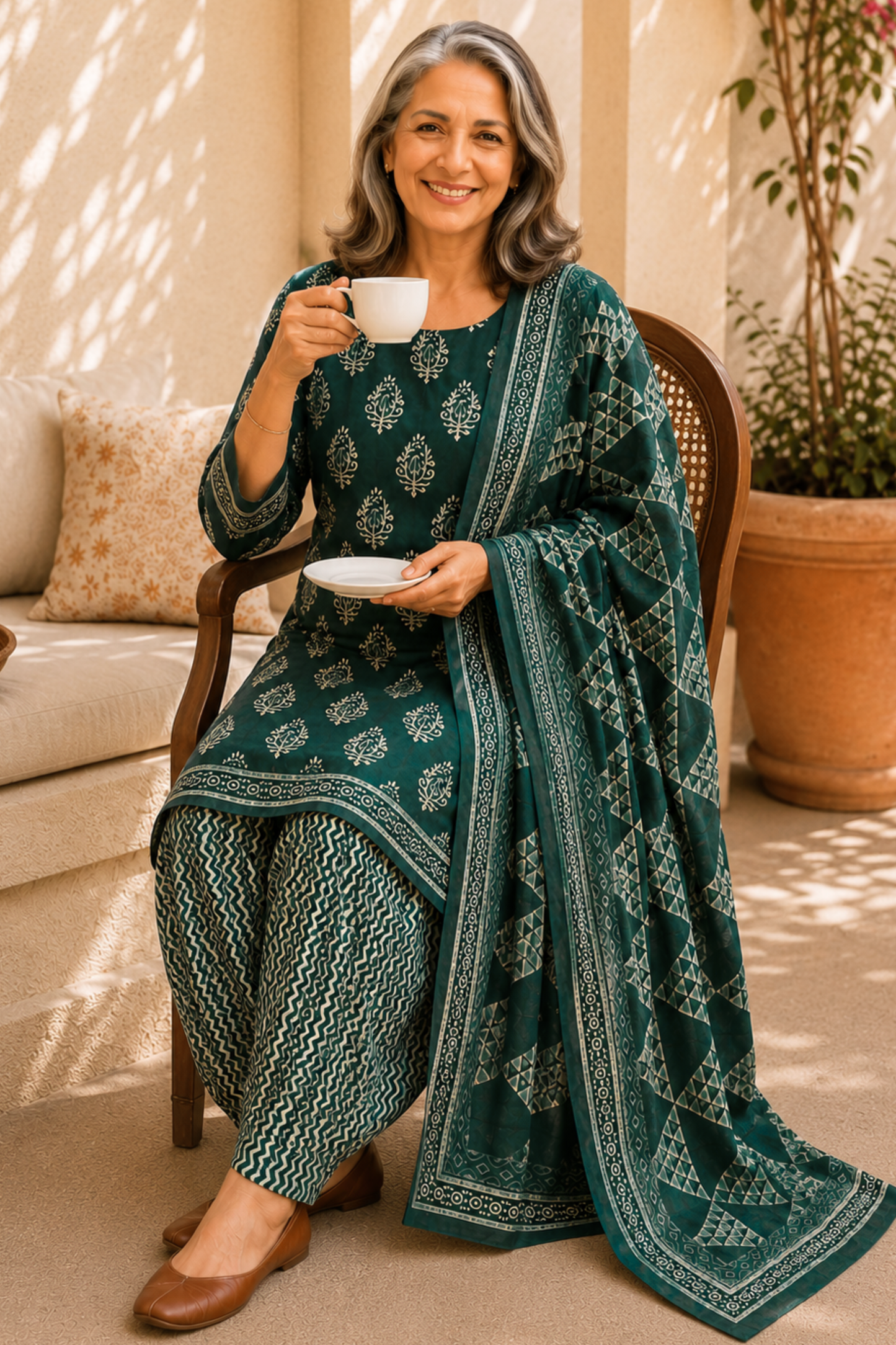Vasudha Block Printed Cotton Salwar Suit