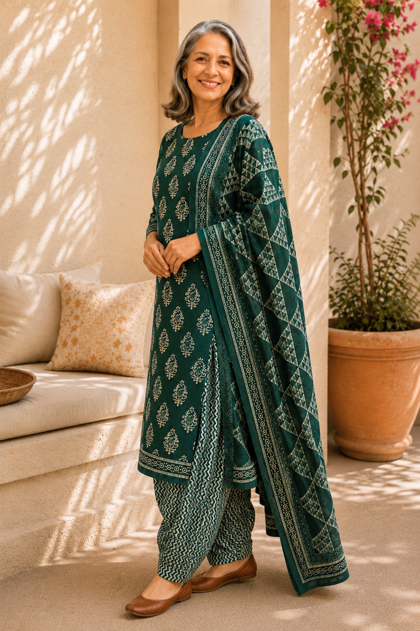 Vasudha Block Printed Cotton Salwar Suit