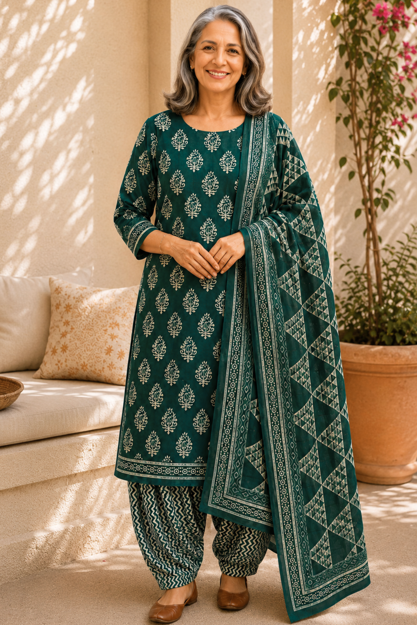 Vasudha Block Printed Cotton Salwar Suit