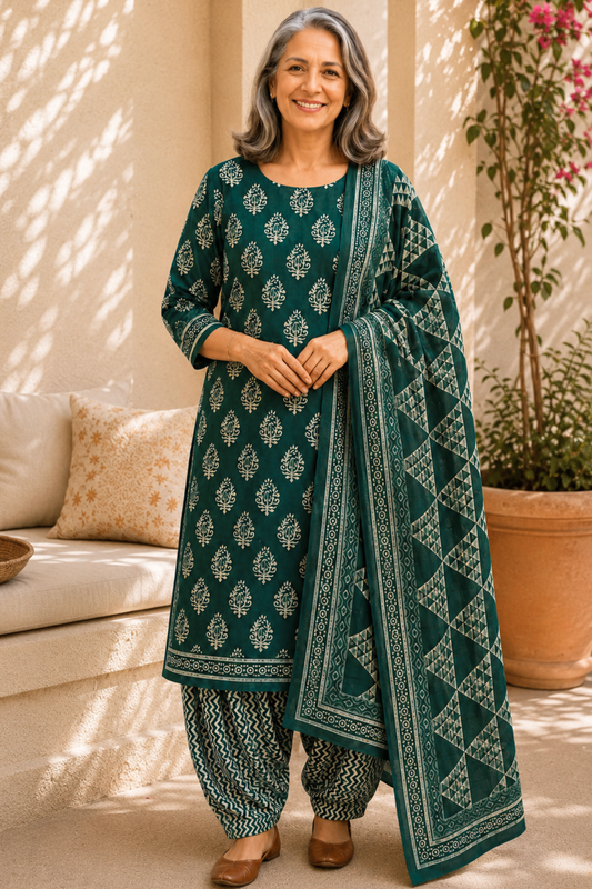 Vasudha Block Printed Cotton Salwar Suit