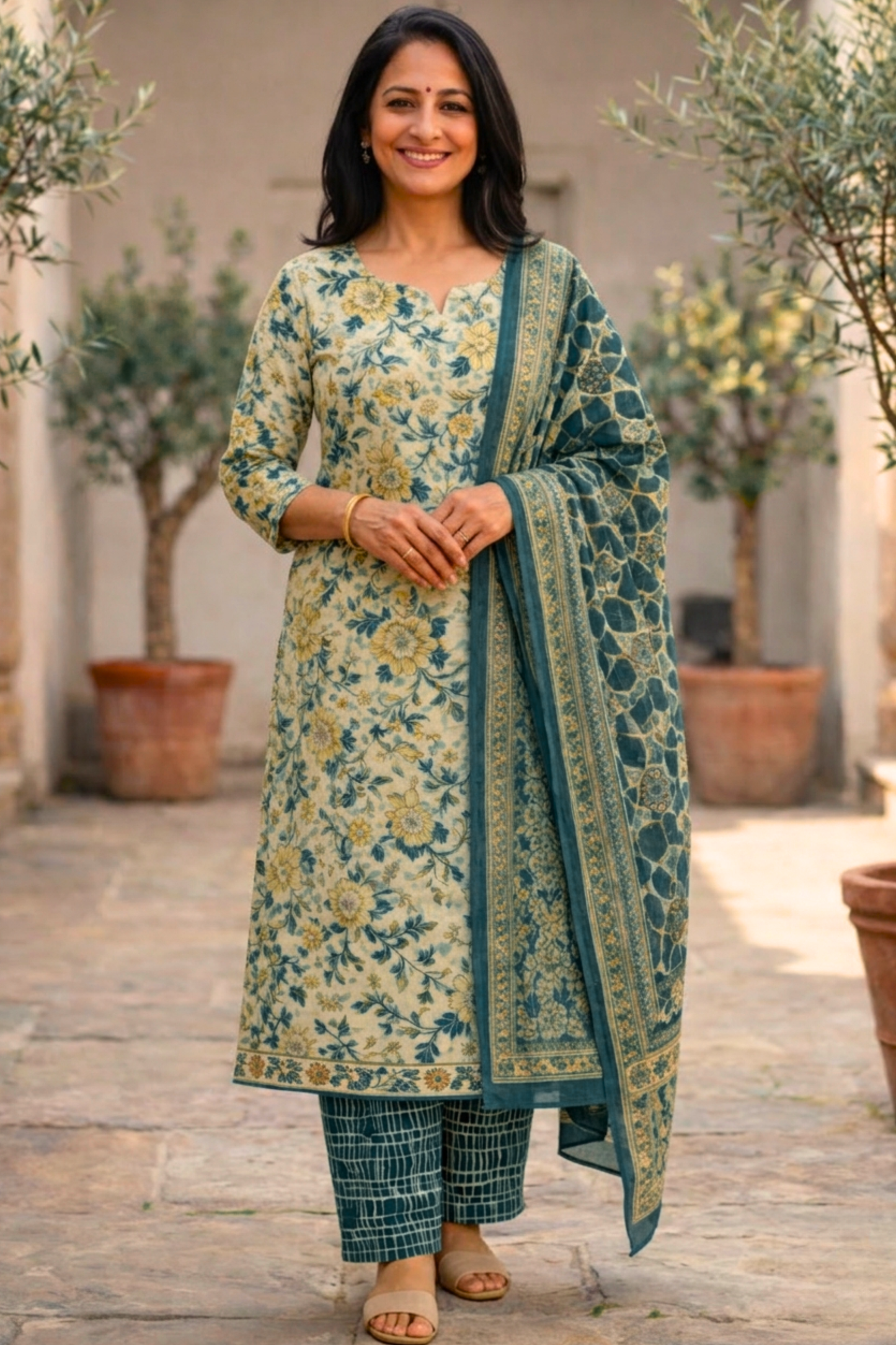 Summer Willow Printed Cotton Suit