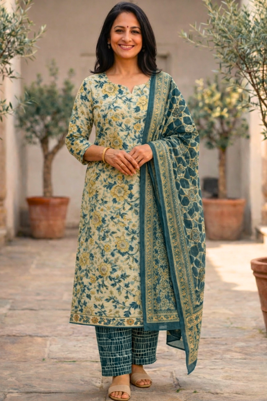Summer Willow Printed Cotton Suit