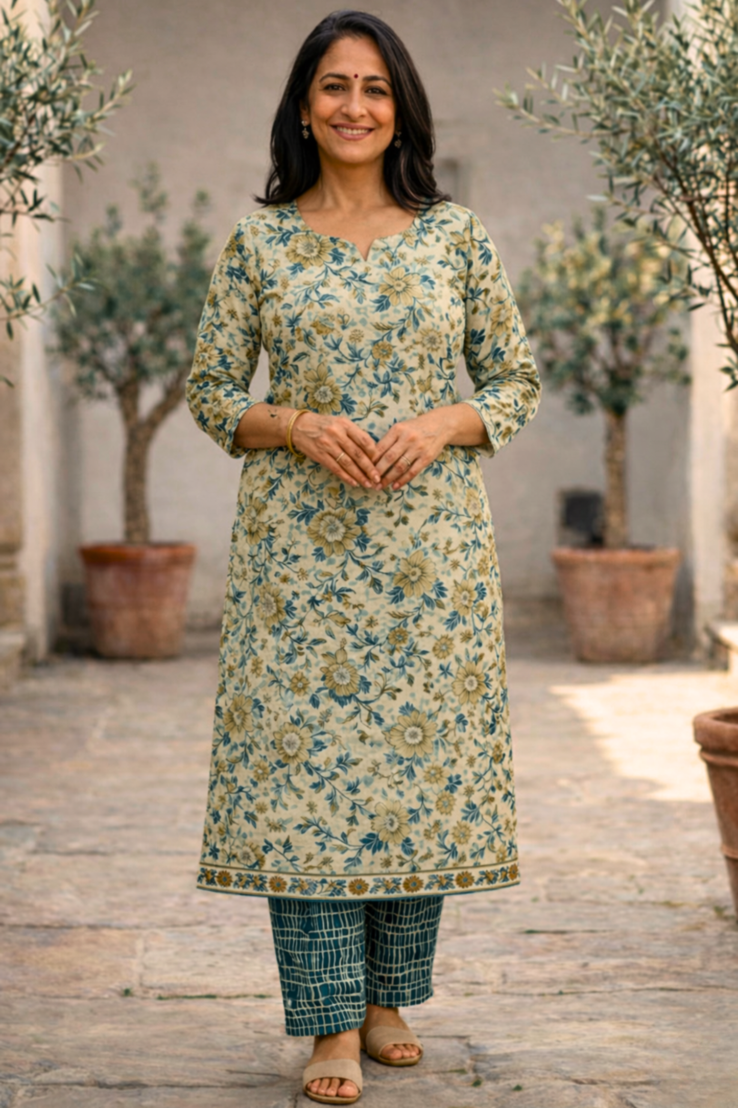 Summer Willow Printed Cotton Suit