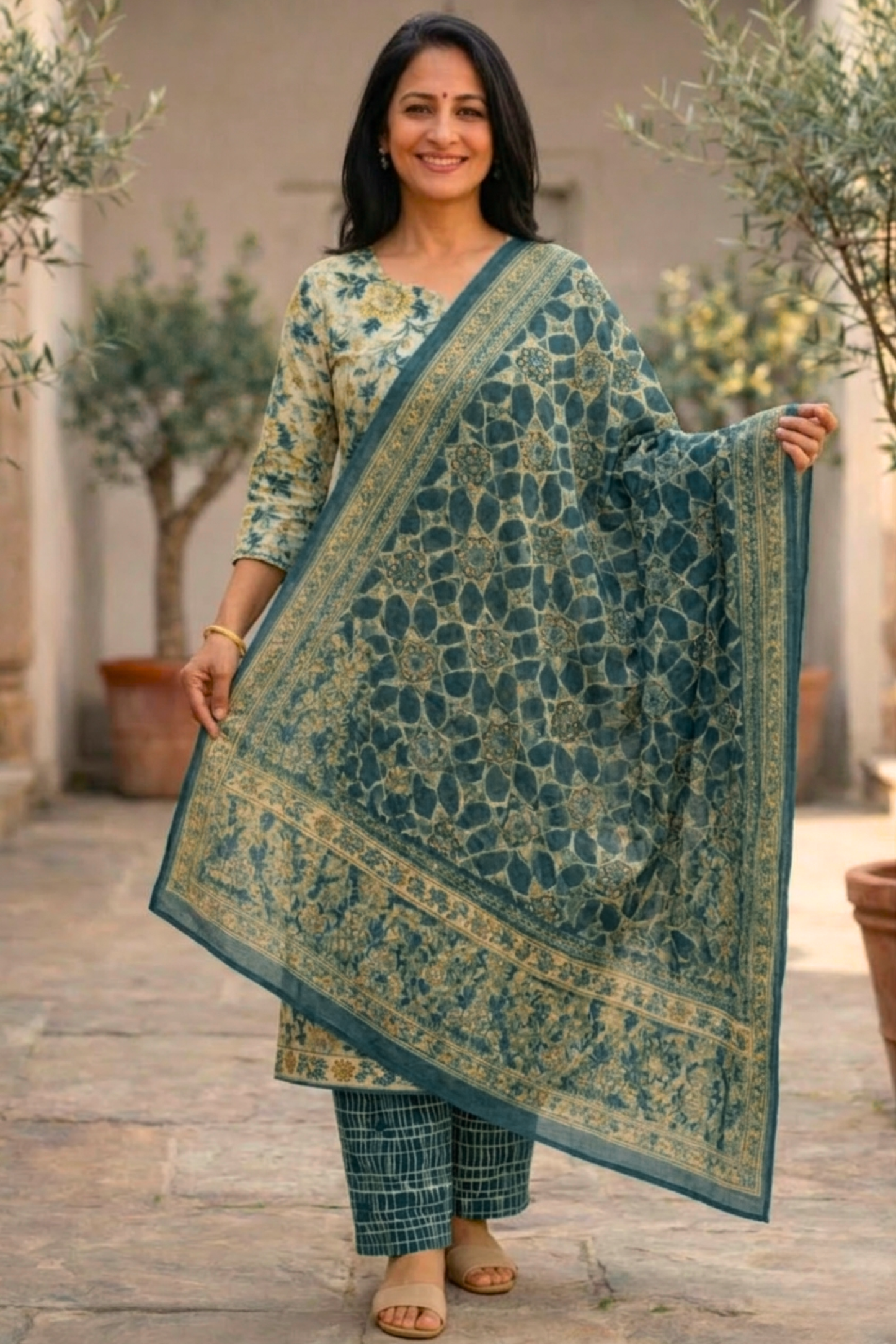 Summer Willow Printed Cotton Suit