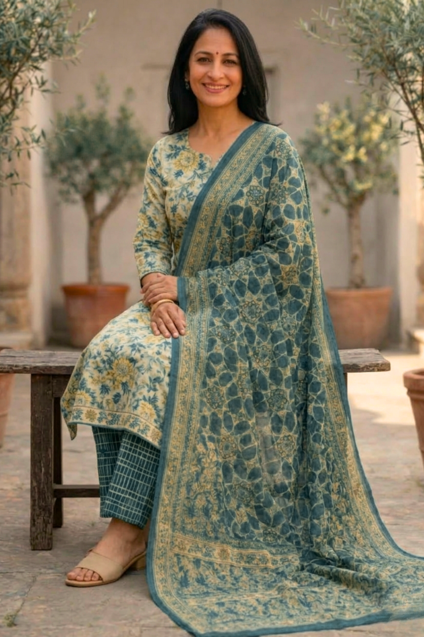 Summer Willow Printed Cotton Suit