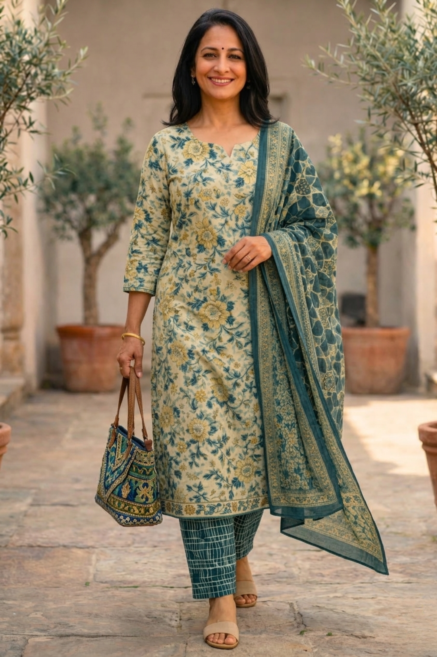 Summer Willow Printed Cotton Suit