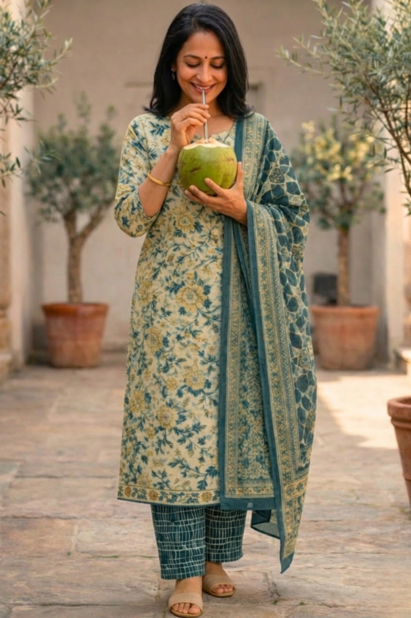 Summer Willow Printed Cotton Suit