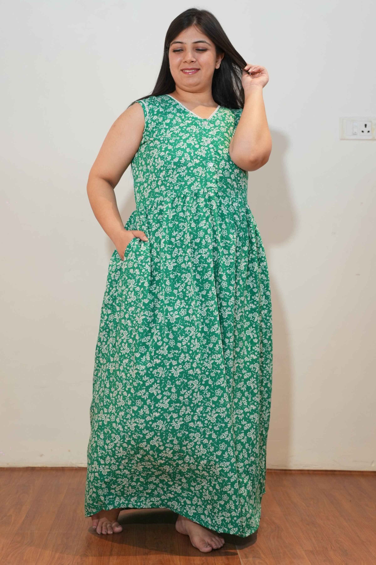 Greeny Meadow Rayon Night Gown