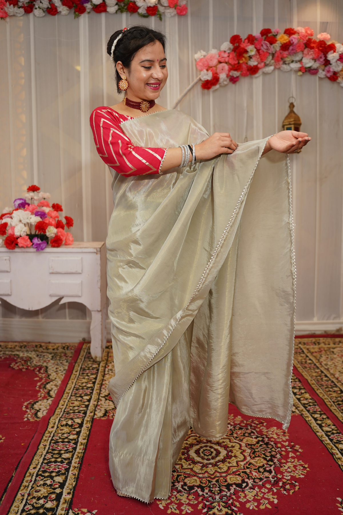 Aurora Glow Silk Saree with Blouse