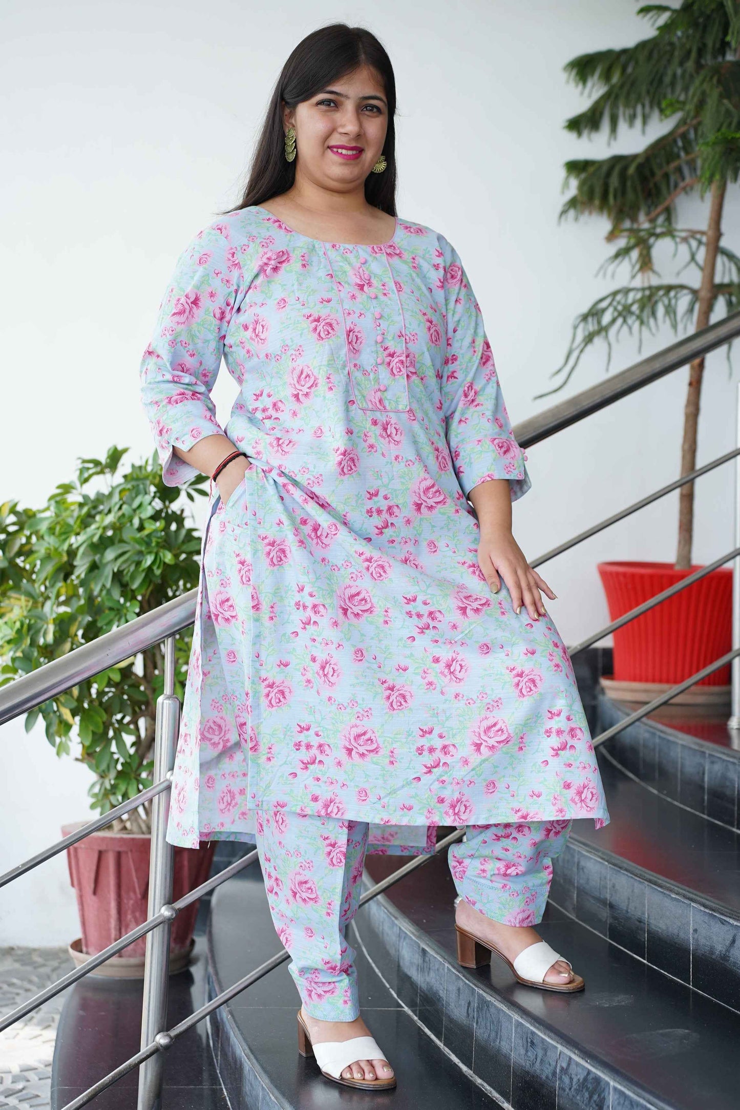 Dusky Fuchsia Floral Salwar Suit