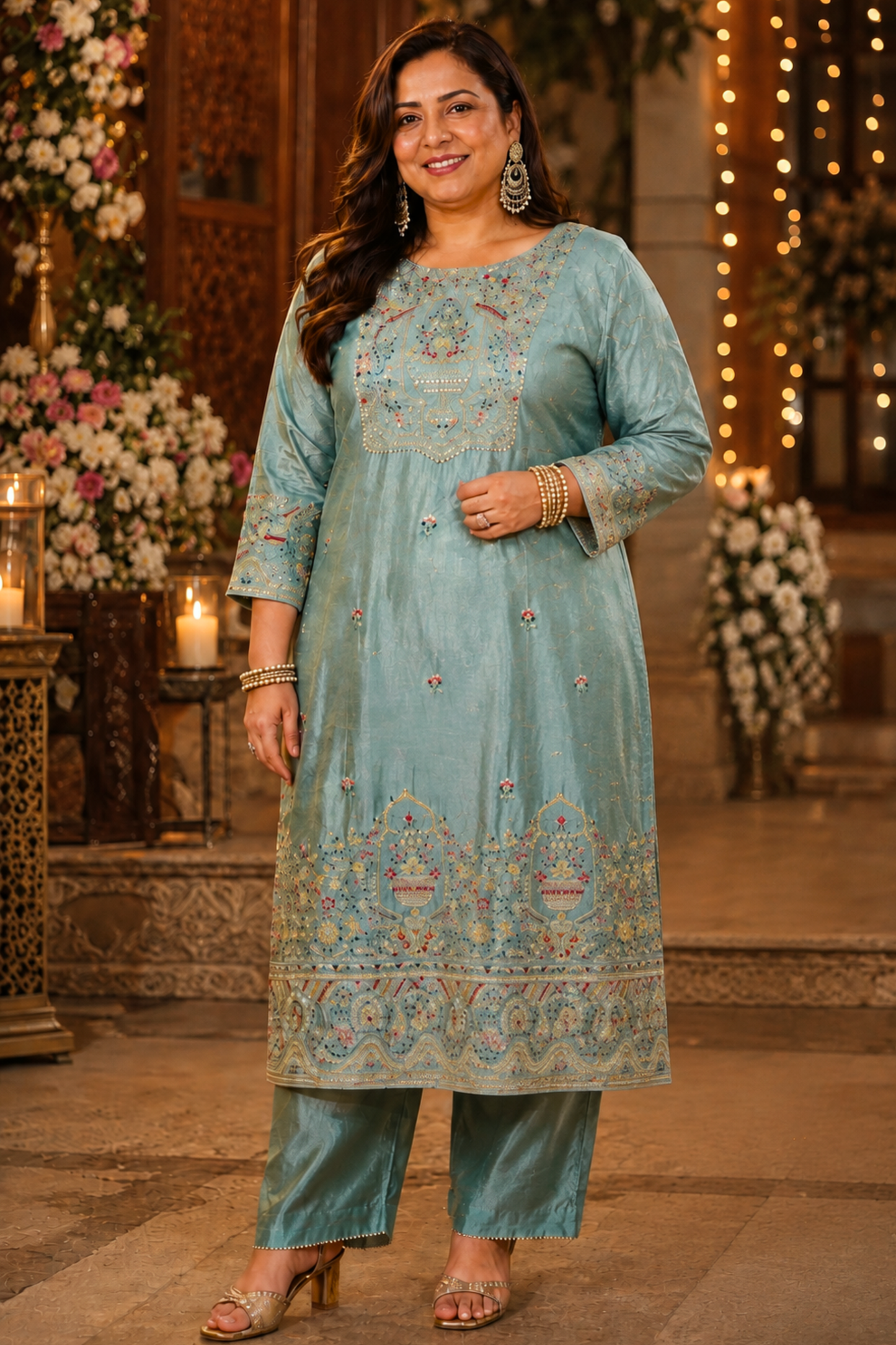 Zareenah Tissue Shimmer Suit With Zari Embroidery (Copy)