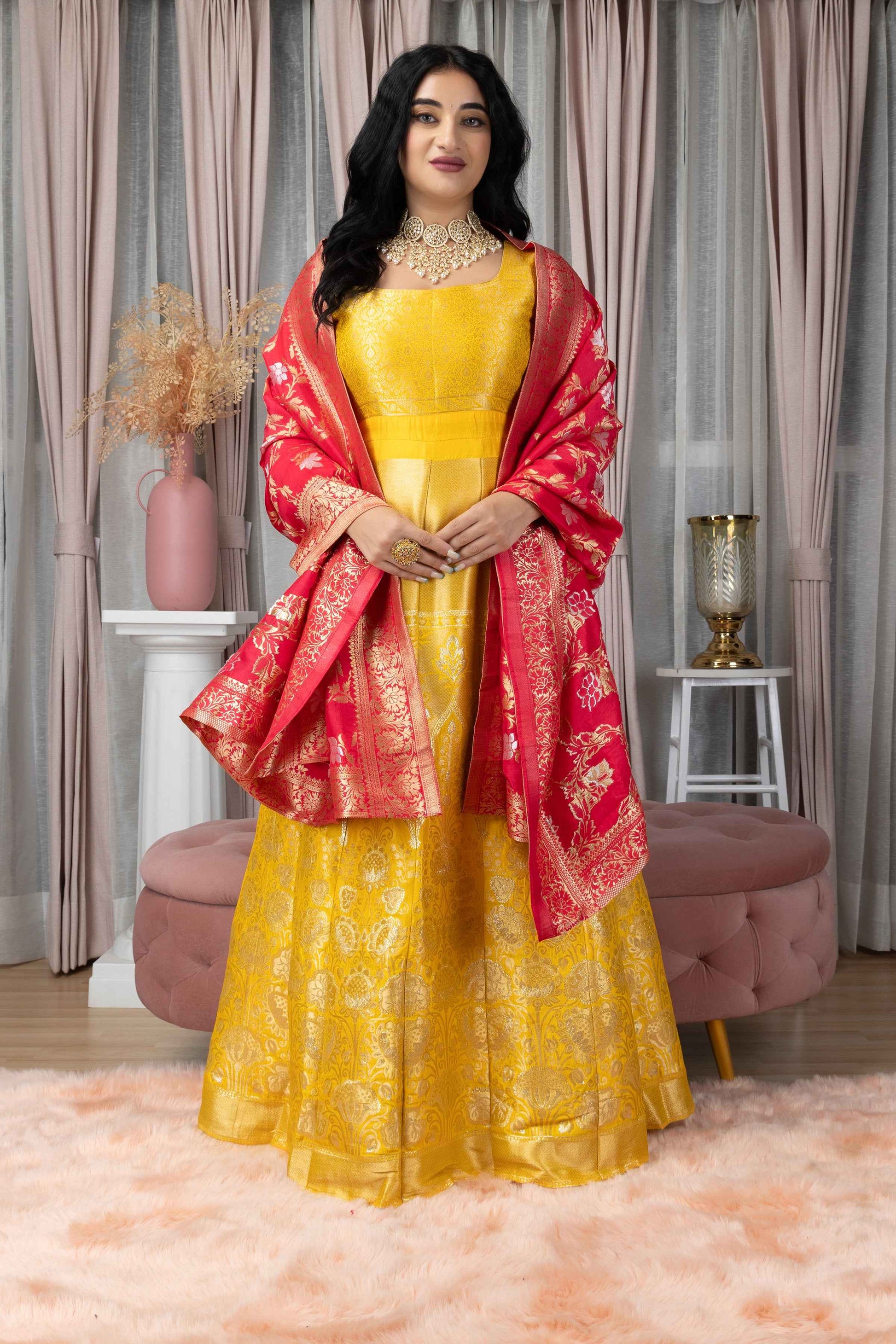 banarasi silk dress for women Buy Plus Size Rangeen Tarana Banarasi Silk Dress | Apella